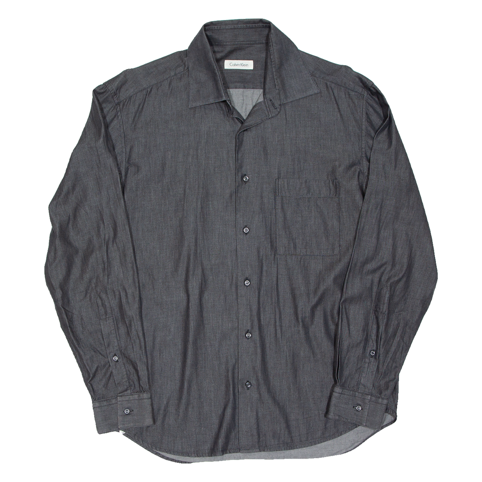 CALVIN KLEIN Mens Plain Shirt Grey Long Sleeve XL Refurbished - N/A refurbished available on Cerqular