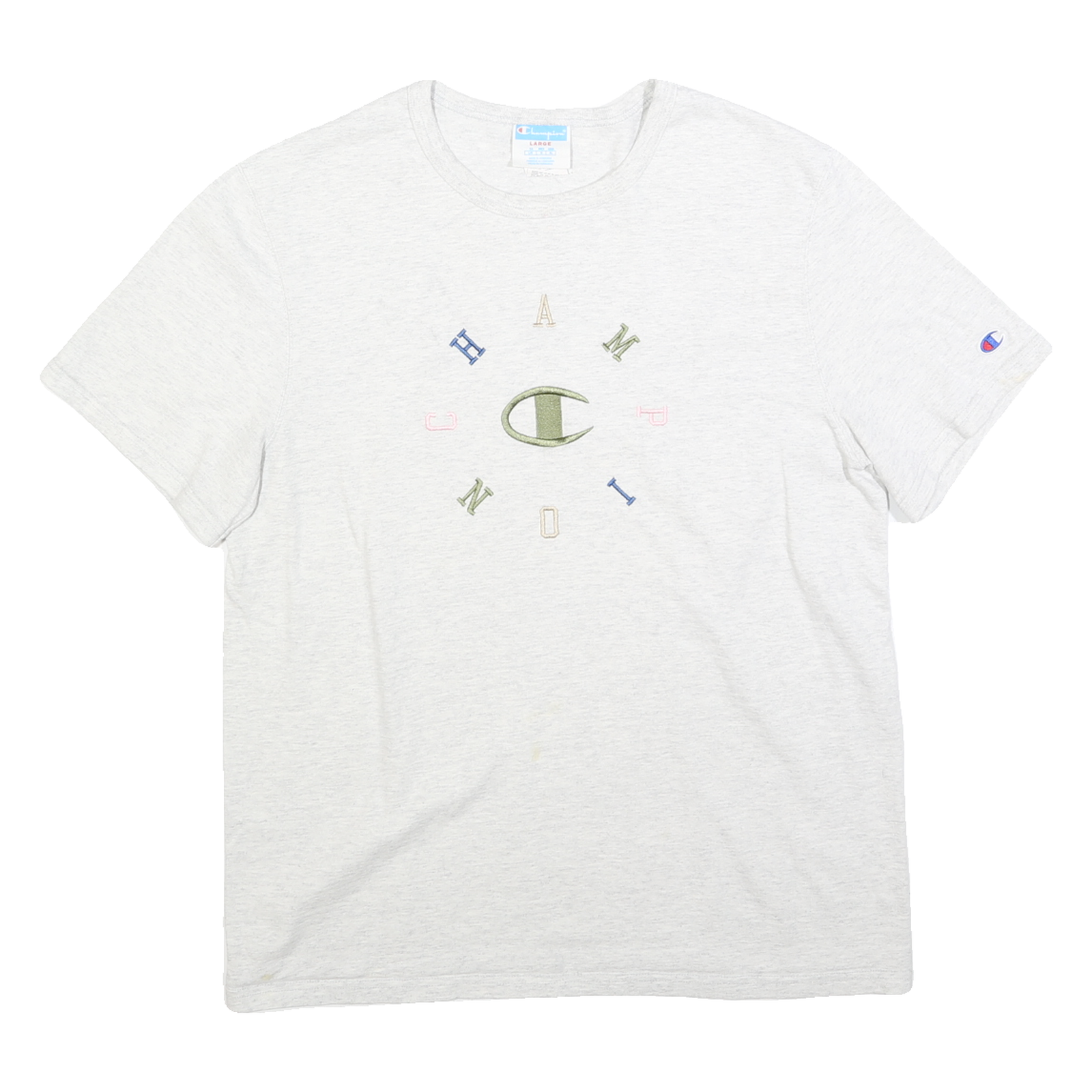 CHAMPION Womens White Graphic T-Shirt L Short Sleeve Crew Neck Cotton Blend Refurbished - N/A refurbished available on Cerqular