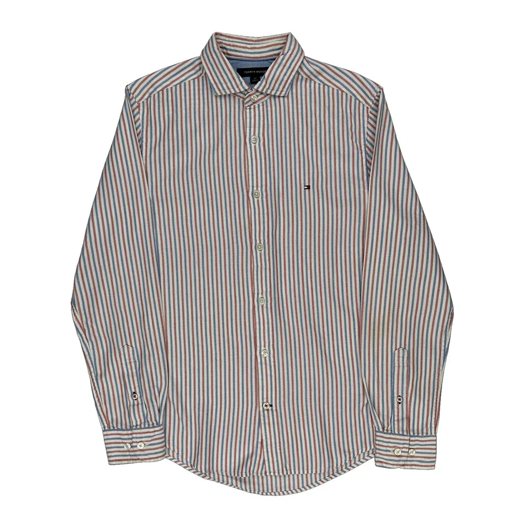 Buy Tommy Hilfiger Striped Shirt - Small Blue Cotton Refurbished - $25.11 Tommy Hilfiger Striped Shirt - Small Blue Cotton Refurbished - Thrifted (note: this is a term often used to describe second- refurbished available on Cerqular