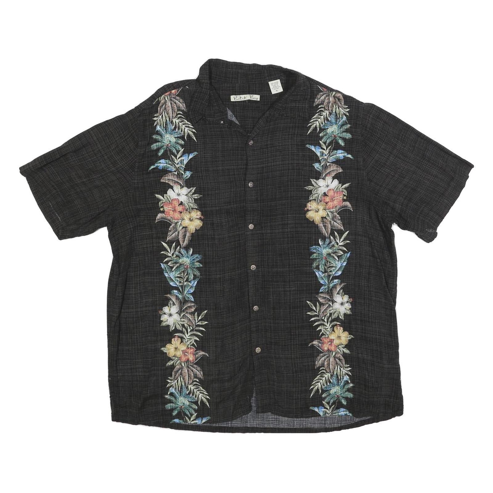 BATIK BAY Mens Black Rayon Hawaiian XL Floral Print Short Sleeve Shirt Relaxed Refurbished - N/A refurbished available on Cerqular