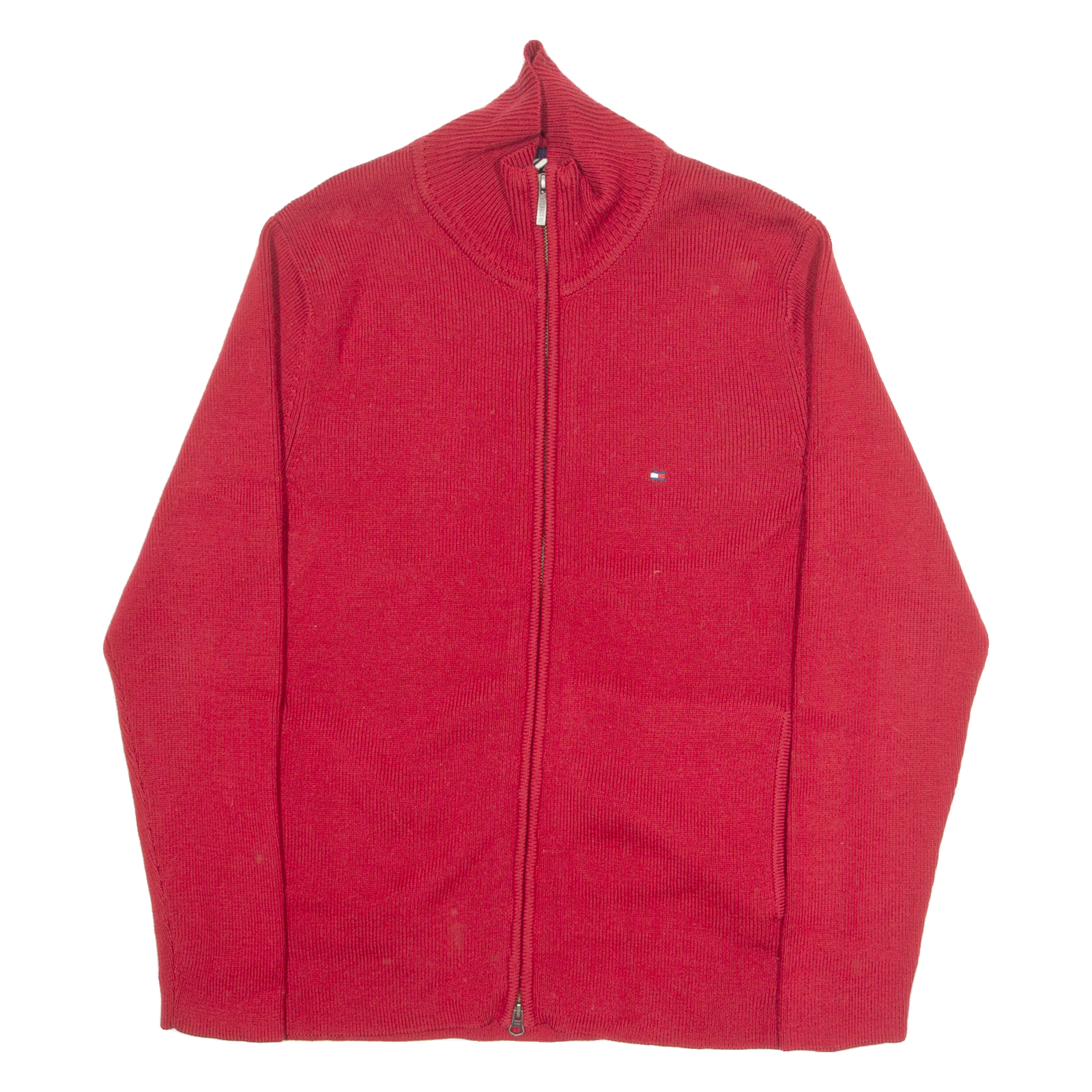 TOMMY HILFIGER Mens Jumper Red High Neck Tight Knit M Refurbished - N/A refurbished available on Cerqular