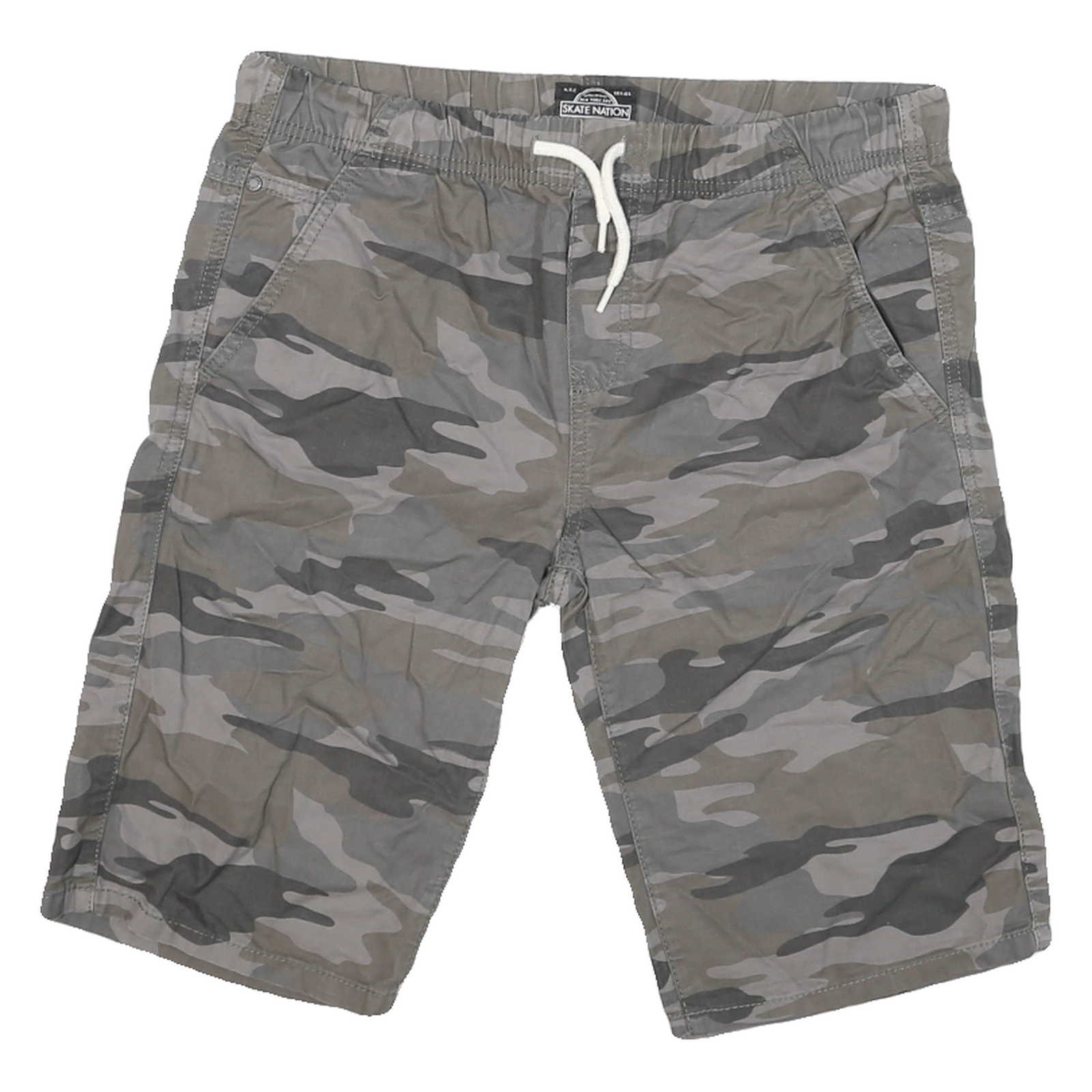 SKATE NATION Mens Shorts Grey Camouflage Casual L W32 Cotton Blend Drawstring Refurbished - N/A refurbished available on Cerqular