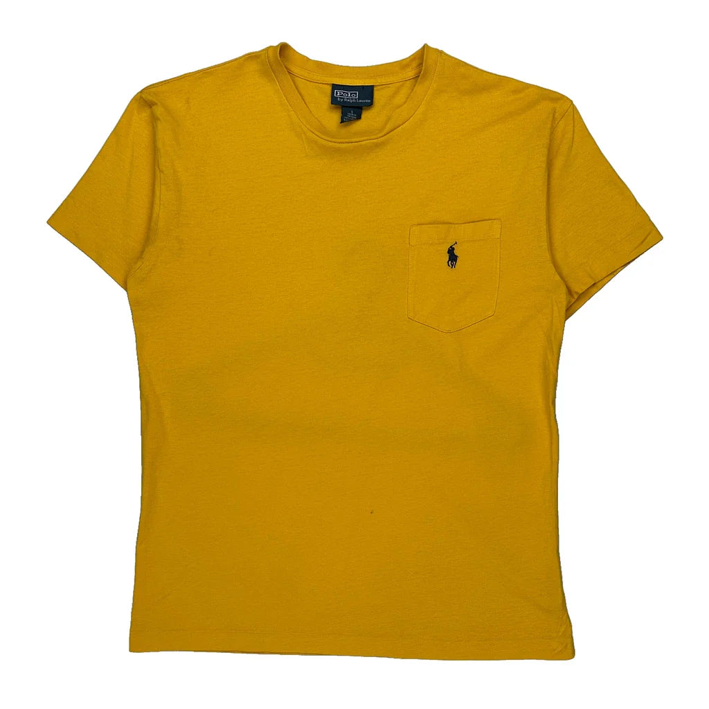Polo By Ralph Lauren T-Shirt - Small Yellow Cotton Refurbished - Thrifted (note: this is a term often used to describe second- refurbished available on Cerqular
