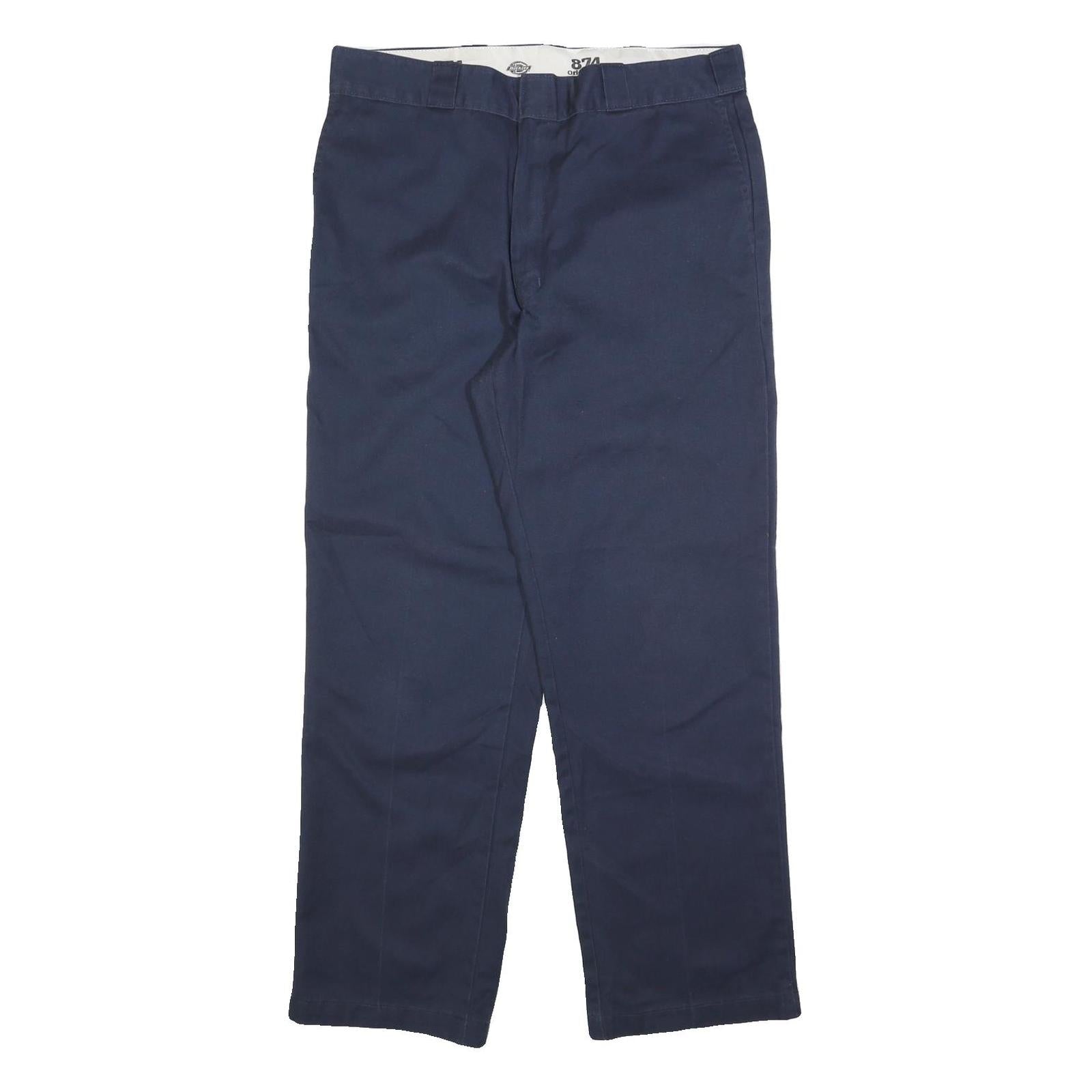 DICKIES Mens Regular Navy Blue Cotton Blend Zip Closure Trousers W36 L32 Refurbished - N/A refurbished available on Cerqular