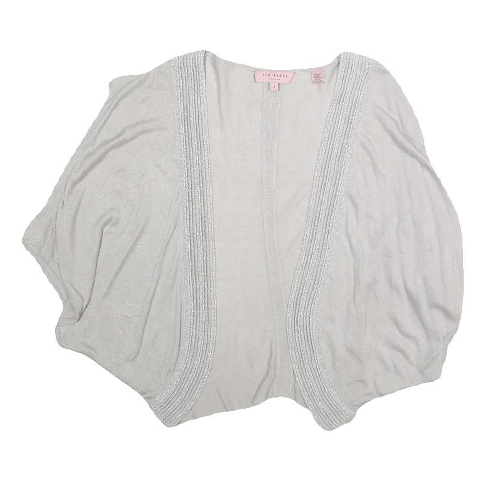 TED BAKER Womens White Cropped Top Short Sleeve Open Front S Cotton Blend Refurbished - N/A refurbished available on Cerqular