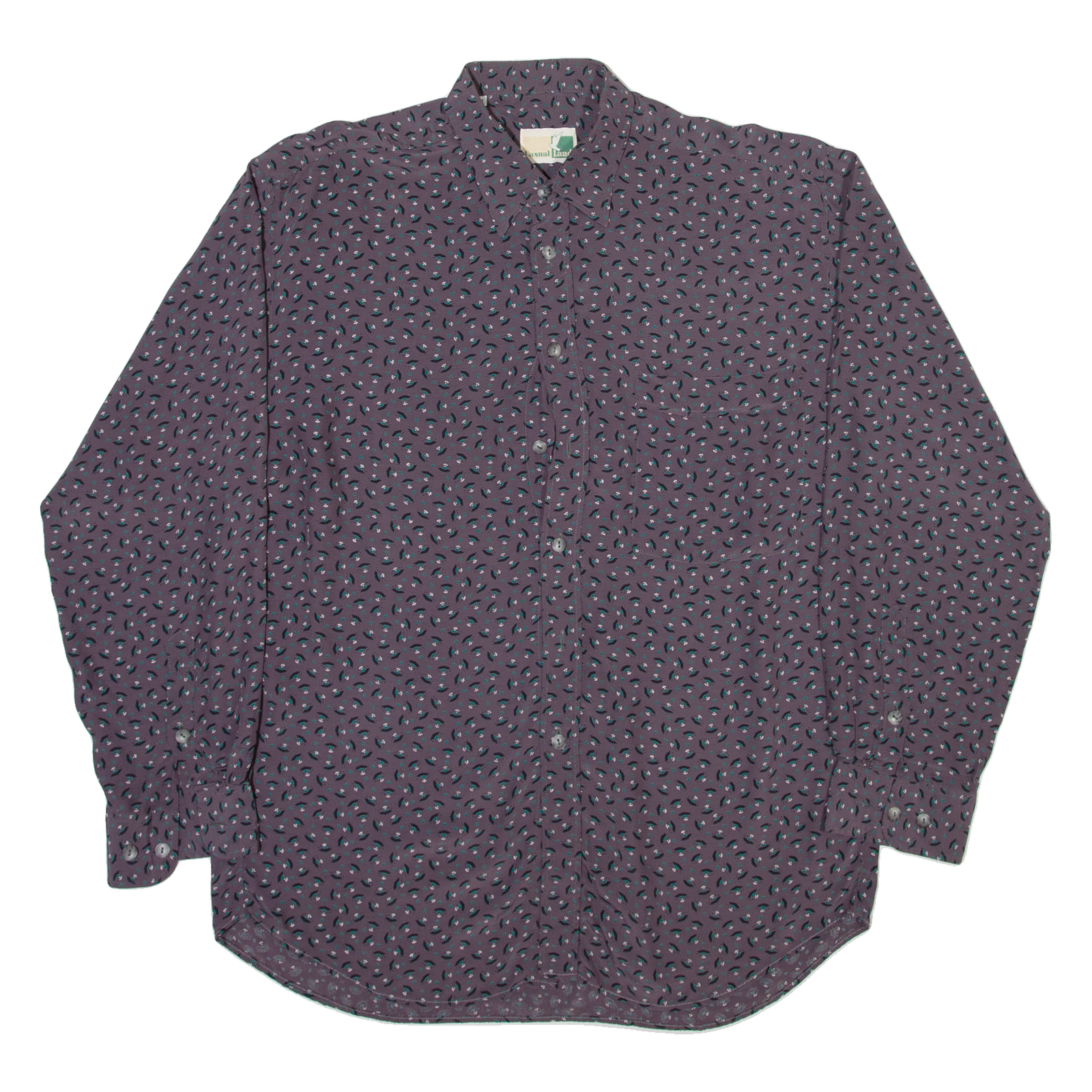 CASUAL LAND Mens Shirt Grey Viscose Crazy Pattern Long Sleeve M Refurbished - N/A refurbished available on Cerqular