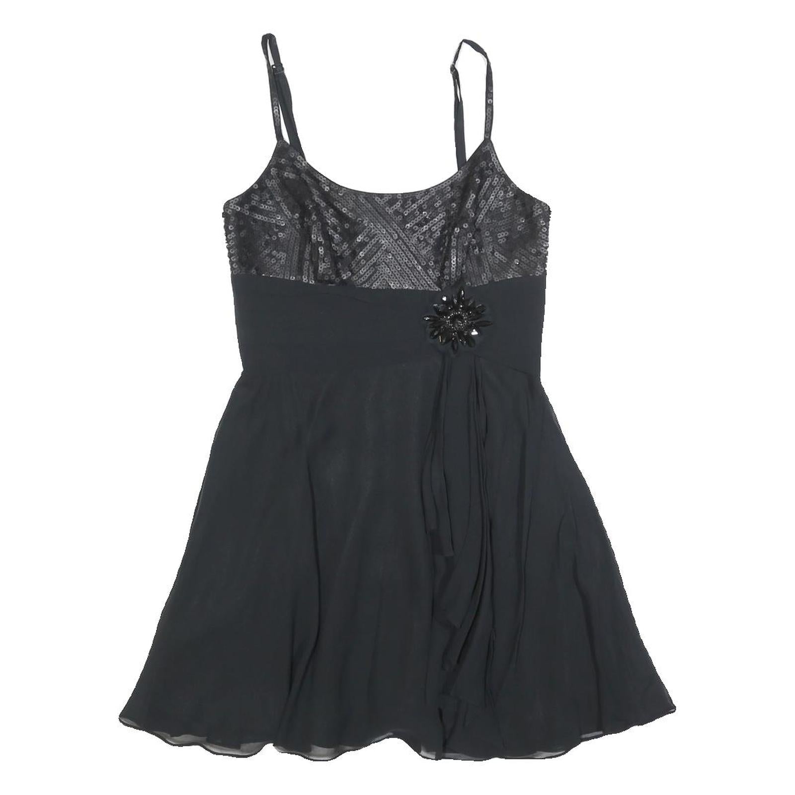 BCBGMAXAZRIA Womens Black Silk Sequined Mini Dress S Evening Party Refurbished - N/A refurbished available on Cerqular