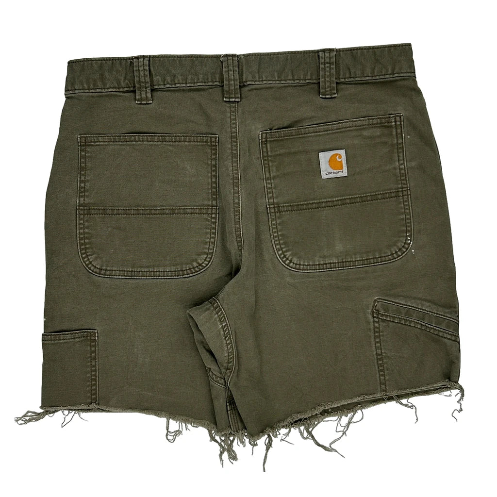 Carhartt Cargo Shorts - 32W 7L Green Cotton Refurbished - Thrifted (note: this is a term often used to describe second- refurbished available on Cerqular