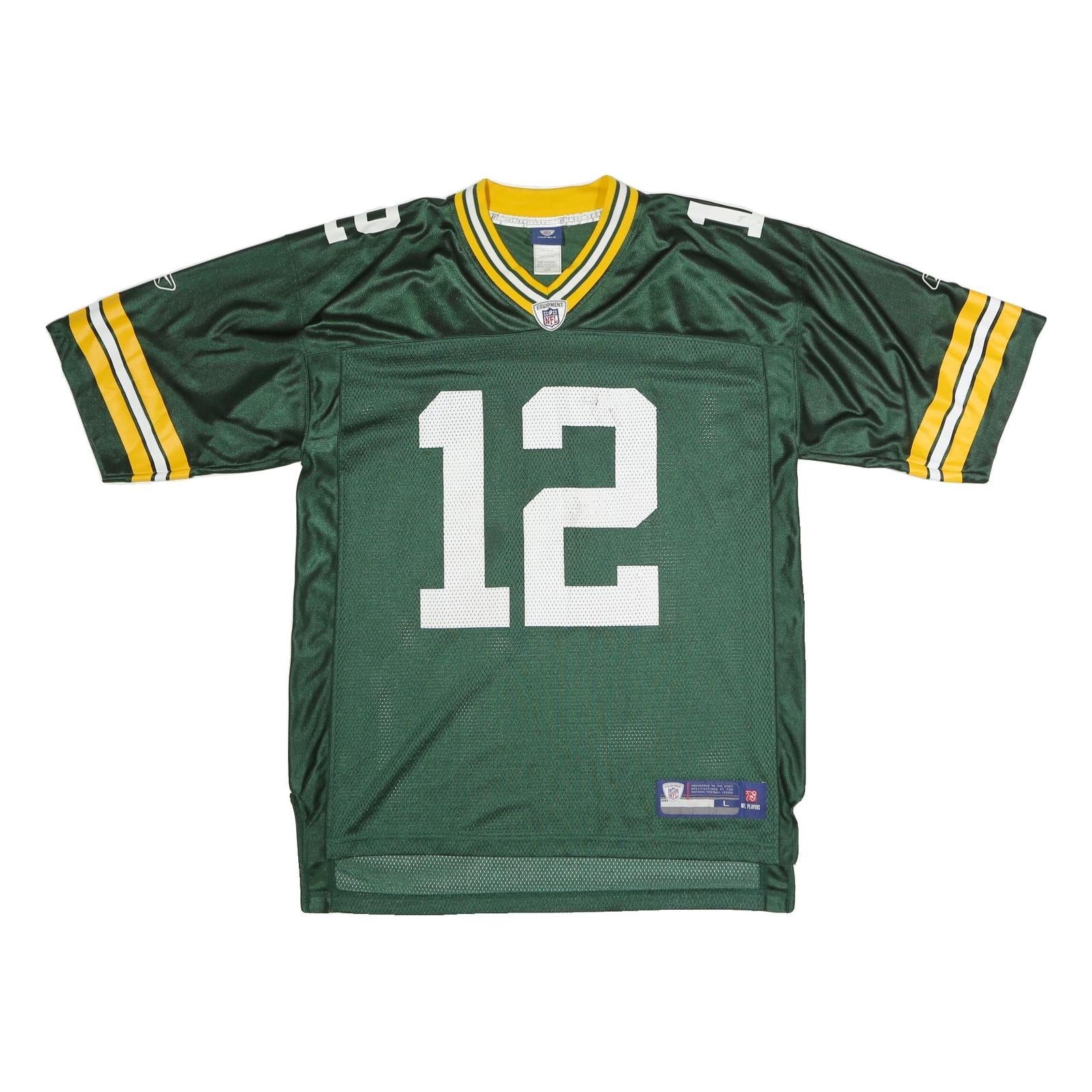 NFL Mens Green & Yellow Football Shirt L Short Sleeve V-Neck Rodgers 12 Jersey Refurbished - N/A refurbished available on Cerqular