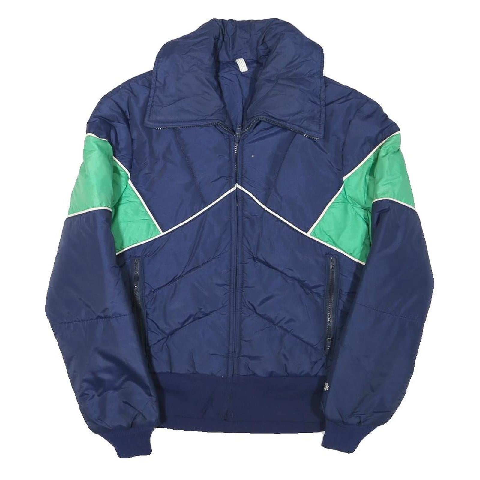 Womens Navy & Green Plain Zip Jacket XS Polyester Blend Sporty Casual Refurbished - N/A refurbished available on Cerqular