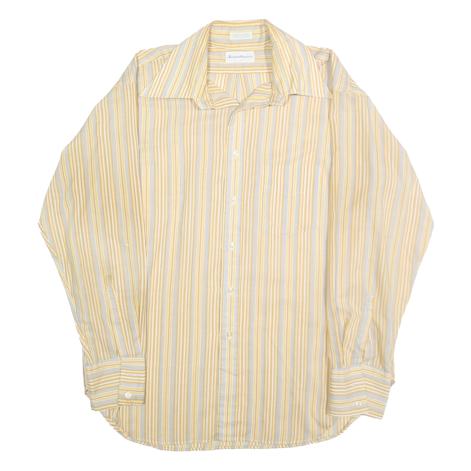 JONATHAN'S Mens Yellow & White Striped Shirt XL Classic Button-Up Long Sleeve Refurbished - N/A refurbished available on Cerqular