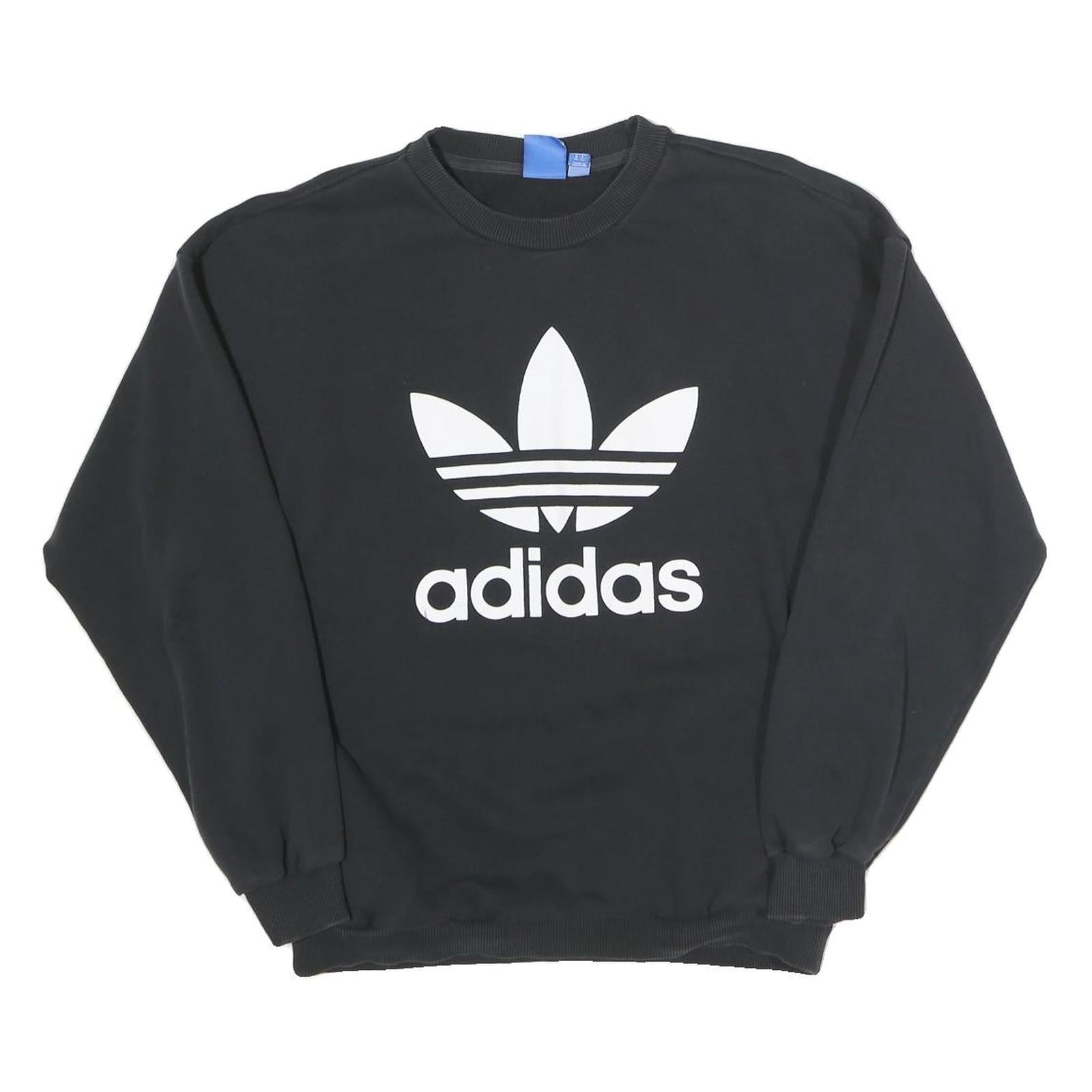 ADIDAS Womens Black Cotton Blend Crew Neck UK 10 Logo Sweatshirt Classic Style Refurbished - N/A refurbished available on Cerqular