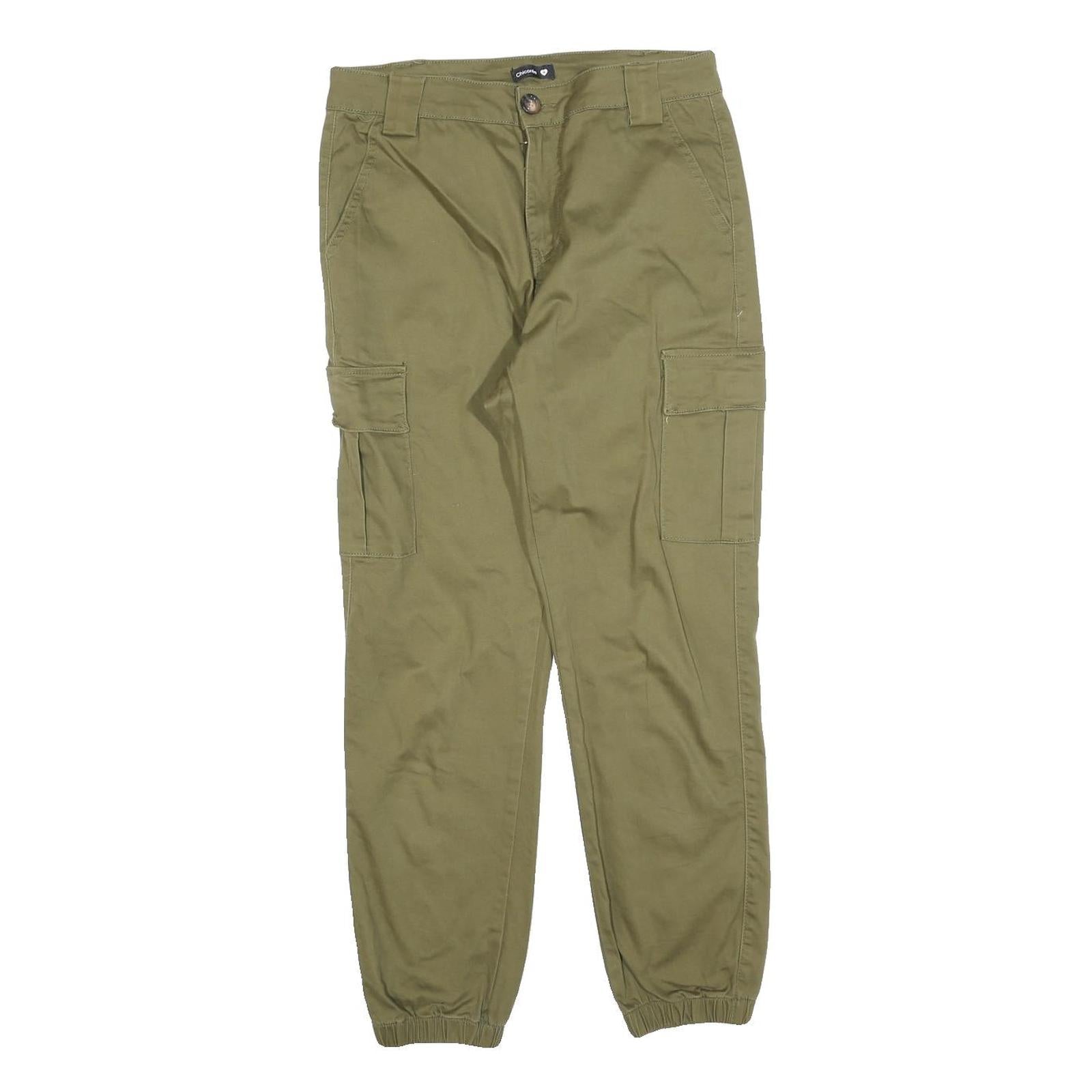 CHICOREE Womens Cotton Blend Olive Slim Cargo Trousers W30 L27 Zip Closure Refurbished - N/A refurbished available on Cerqular