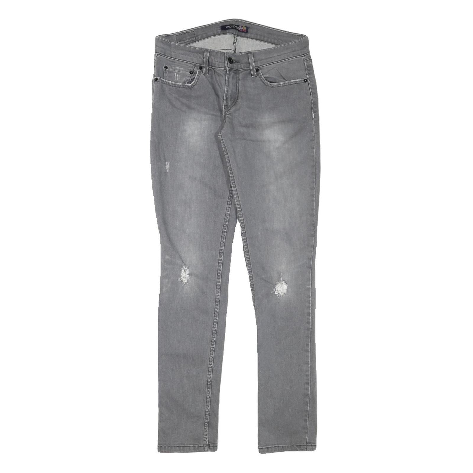LEVI'S Womens Grey Slim Skinny Denim Light W29 L31 Distressed Cotton Blend Jeans Refurbished - N/A refurbished available on Cerqular