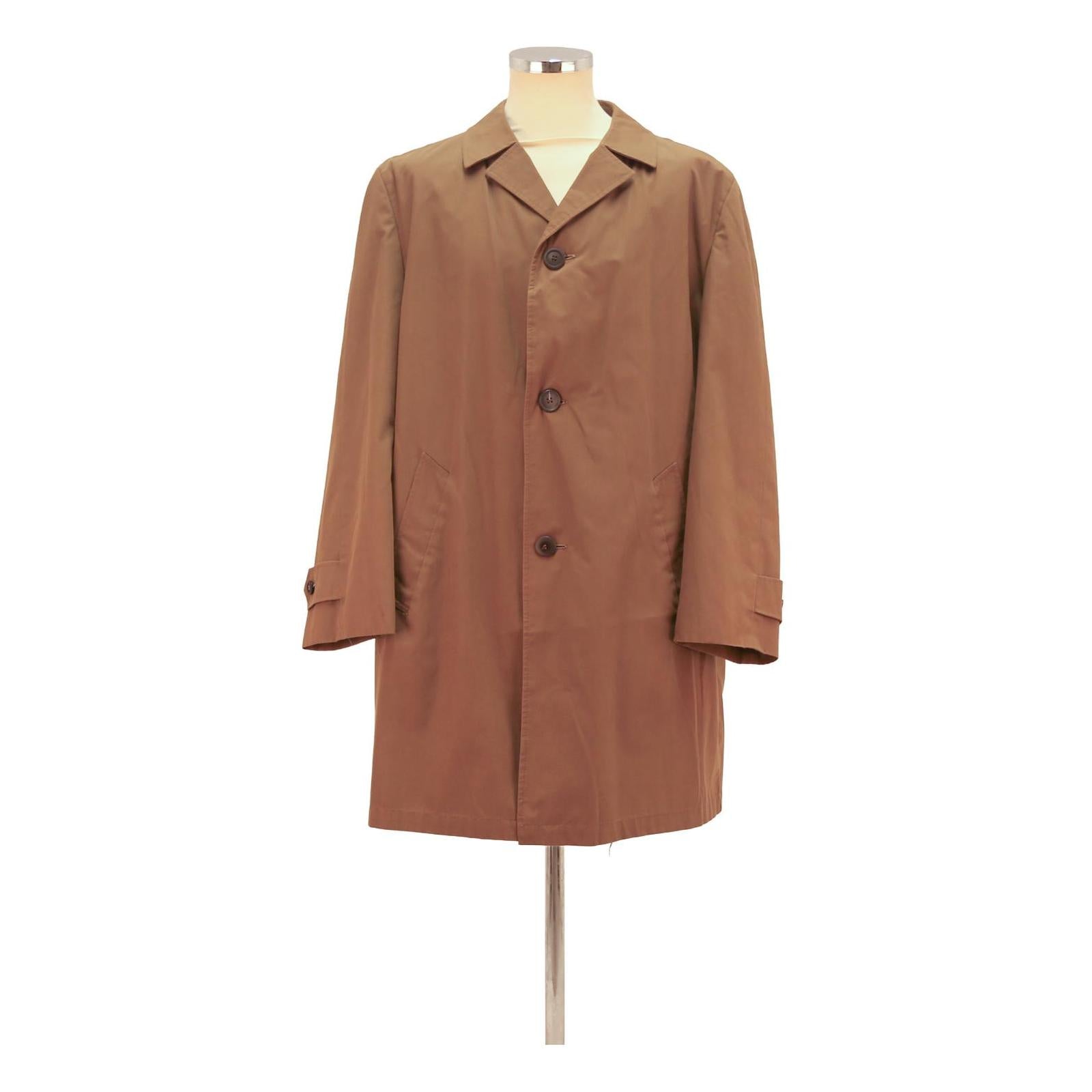 Mens Brown Button Cotton Blend Classic Jacket L Plain Button Closure Refurbished - N/A refurbished available on Cerqular