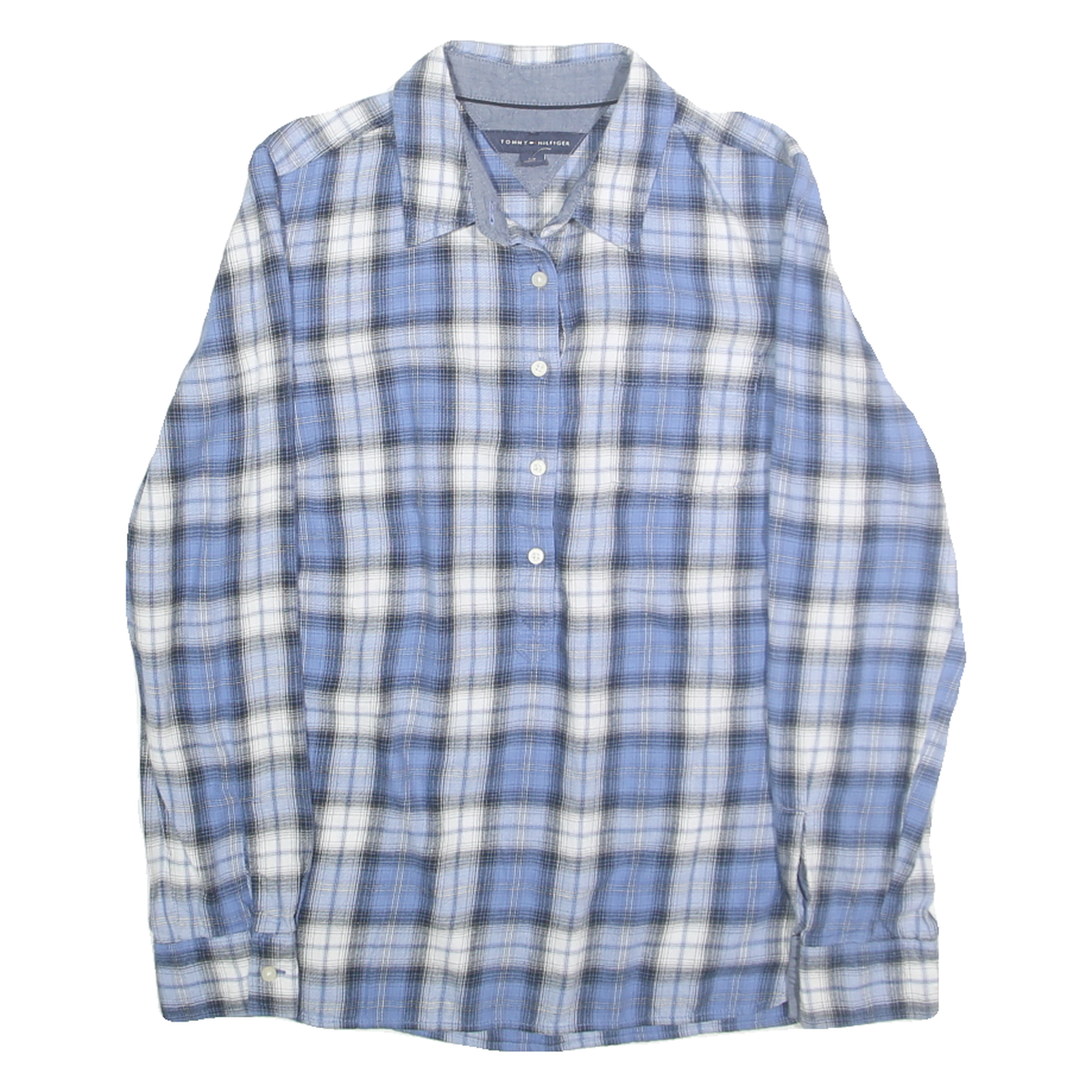 Buy TOMMY HILFIGER Womens Blue & White Check Shirt S Soft Cotton Casual Button Down Refurbished - $45.49 TOMMY HILFIGER Womens Blue & White Check Shirt S Soft Cotton Casual Button Down Refurbished - N/A refurbished available on Cerqular