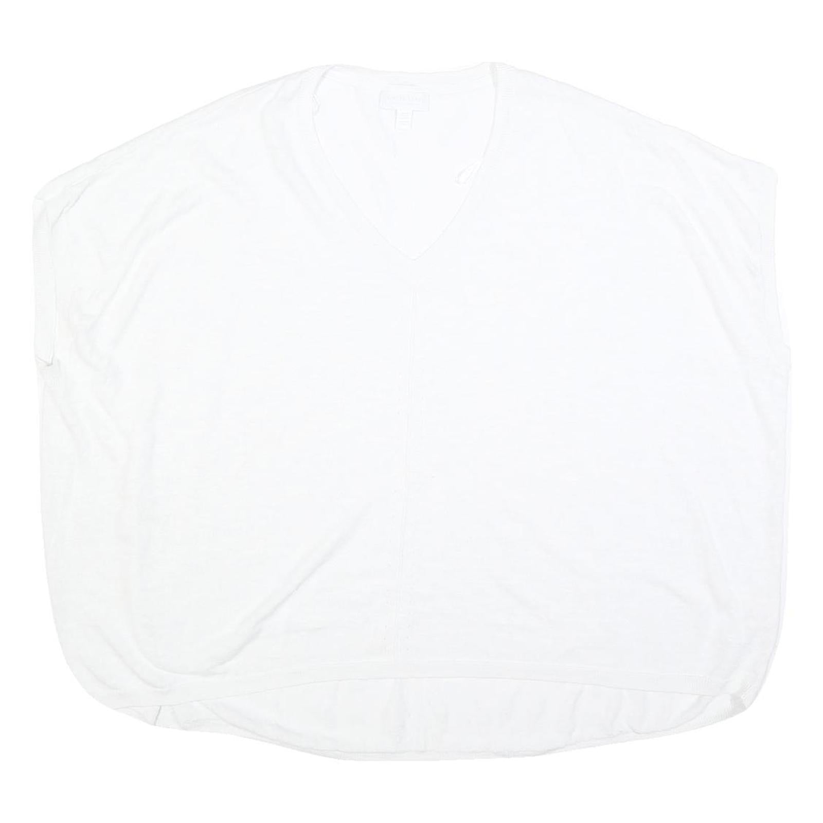THE WHITE COMPANY Womens White Linen Blend V-Neck Sleeveless Top UK 14 Relaxed Refurbished - N/A refurbished available on Cerqular