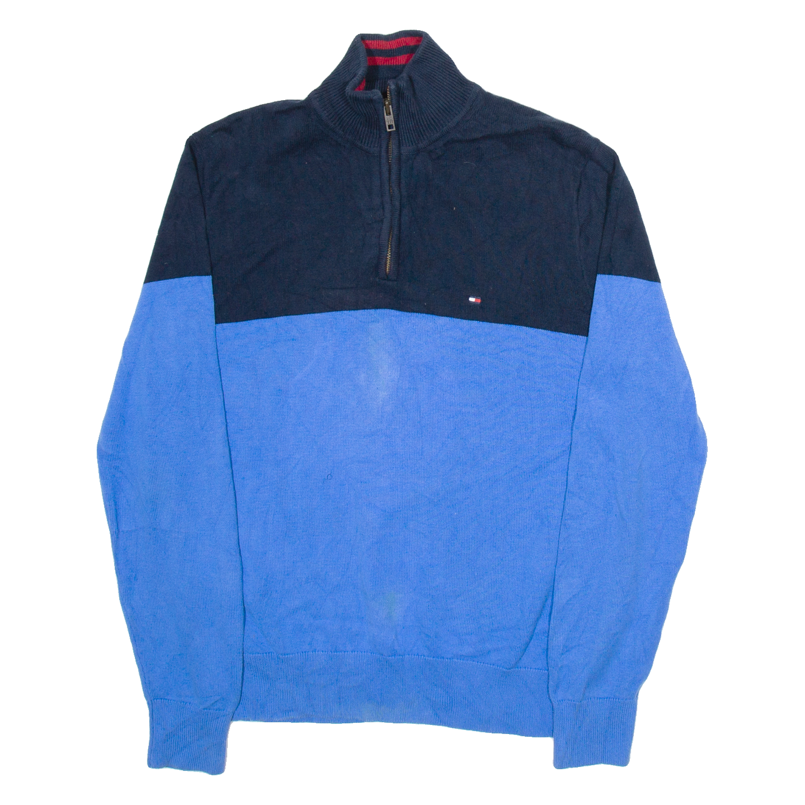 TOMMY HILFIGER Mens Jumper Blue 1/4 Zip Tight Knit M Refurbished - N/A refurbished available on Cerqular