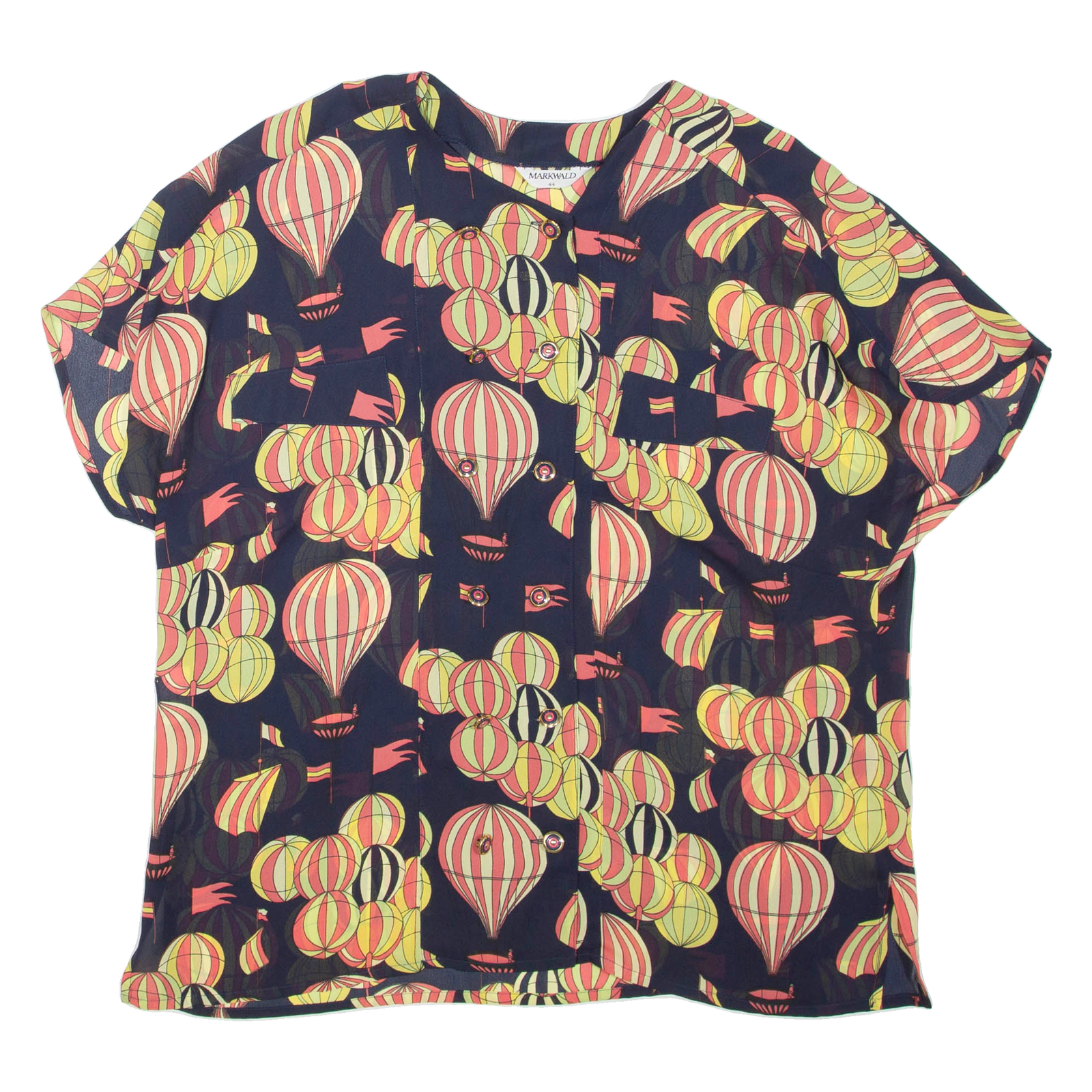MARKWALD Sheer Womens Printed Top Black Crazy Pattern XL Refurbished - N/A refurbished available on Cerqular