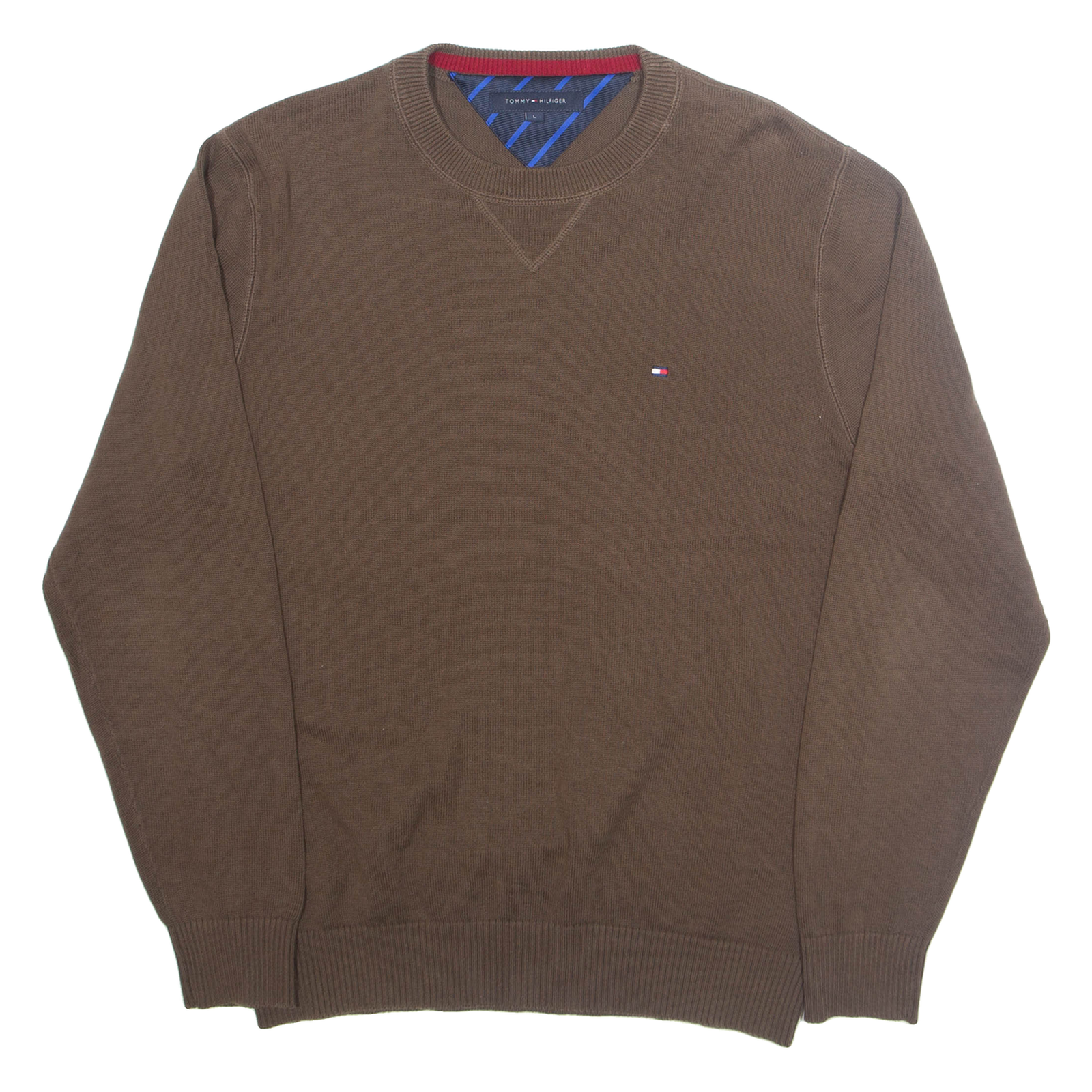 TOMMY HILFIGER Mens Jumper Brown Tight Knit L Refurbished - N/A refurbished available on Cerqular