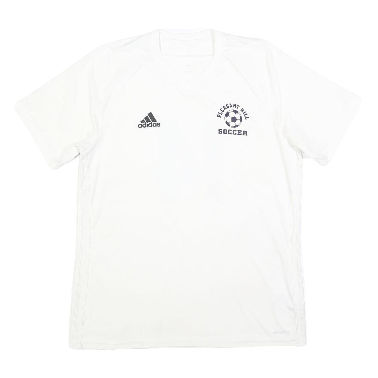 ADIDAS Mens White Pleasant Hill Soccer Graphic T-Shirt L Short Sleeve V-Neck Refurbished - N/A refurbished available on Cerqular
