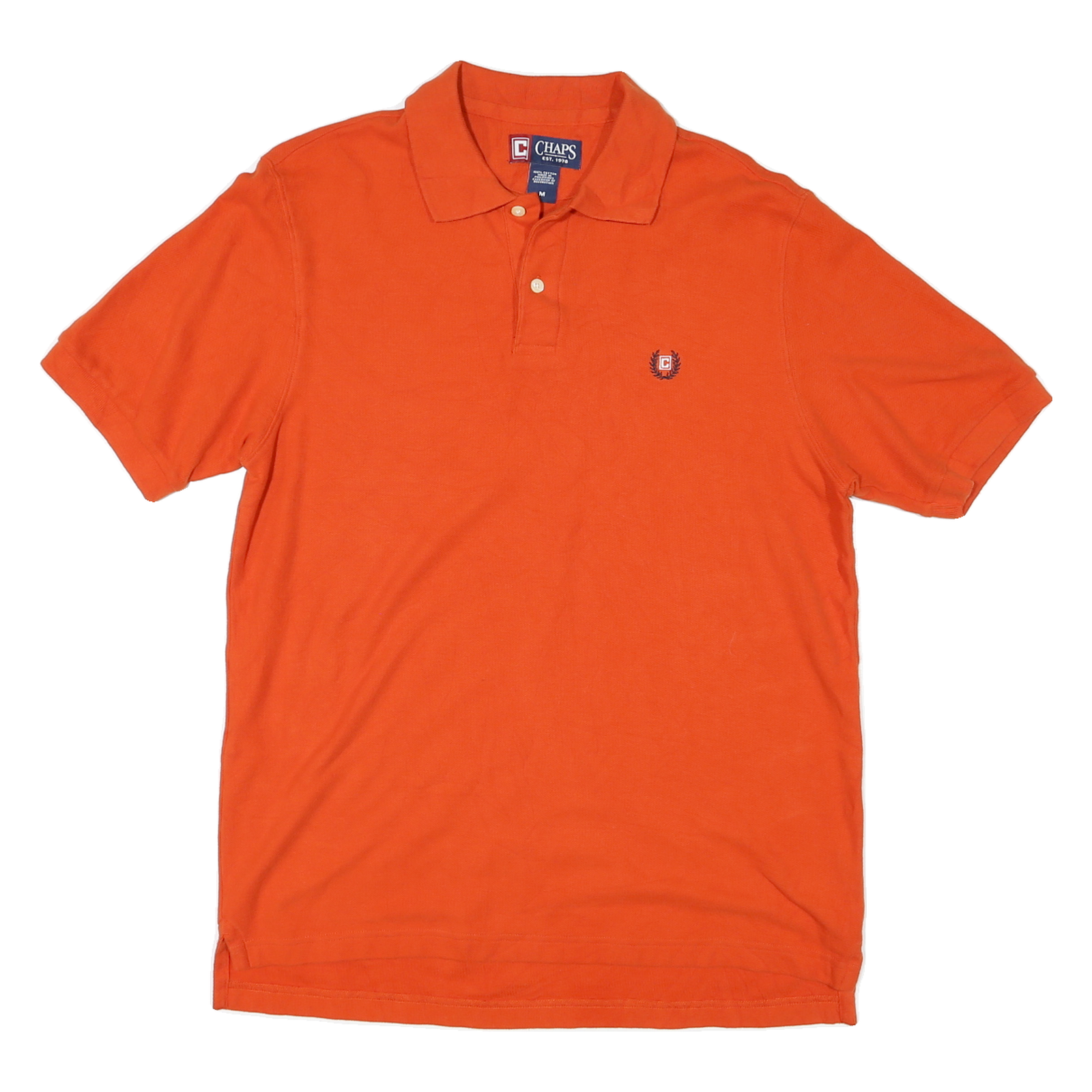 CHAPS Mens Orange Polo Shirt Short Sleeve M Cotton Blend Basic Casual Refurbished - N/A refurbished available on Cerqular