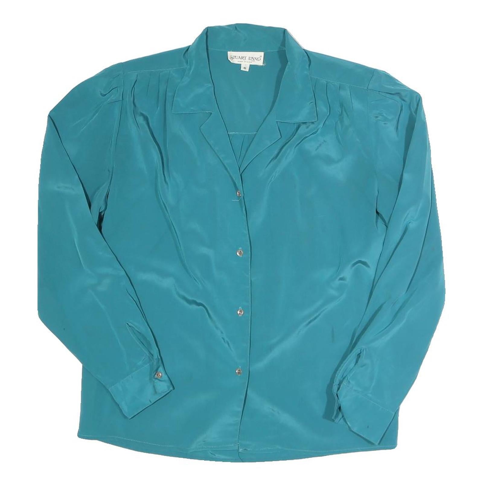 STUART LANG Womens Blue Shirt Long Sleeve Collared Plain S Elegant Workwear Refurbished - N/A refurbished available on Cerqular