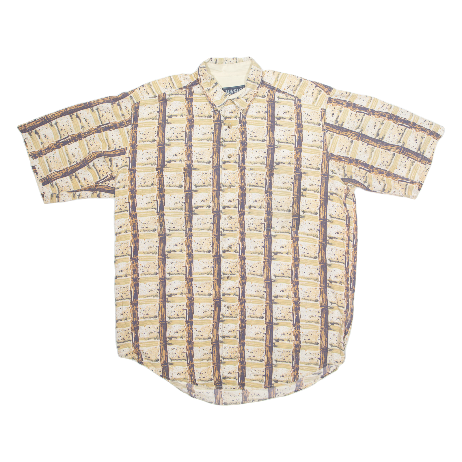 BASIC OPTIONS Mens Hawaiian Shirt Beige Crazy Pattern L Refurbished - N/A refurbished available on Cerqular