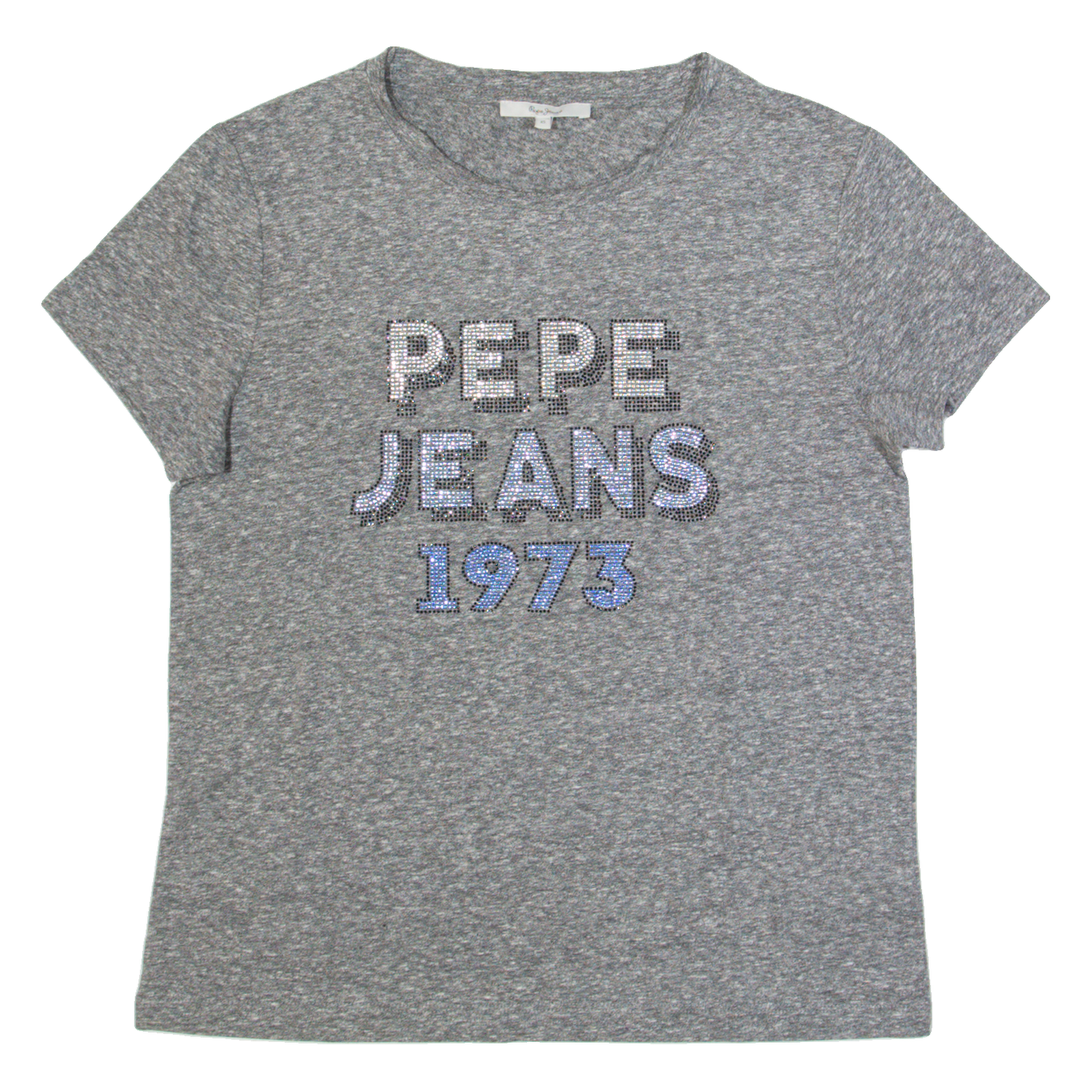 PEPE JEANS Rhinestones Womens T-Shirt Grey XS Refurbished - N/A refurbished available on Cerqular