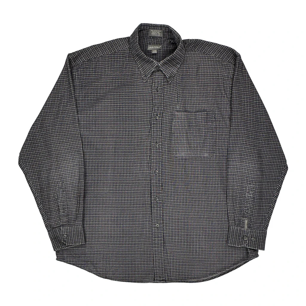 Jantzen Checked Shirt - Large Grey Cotton Refurbished - Thrifted (note: this is a term often used to describe second- refurbished available on Cerqular