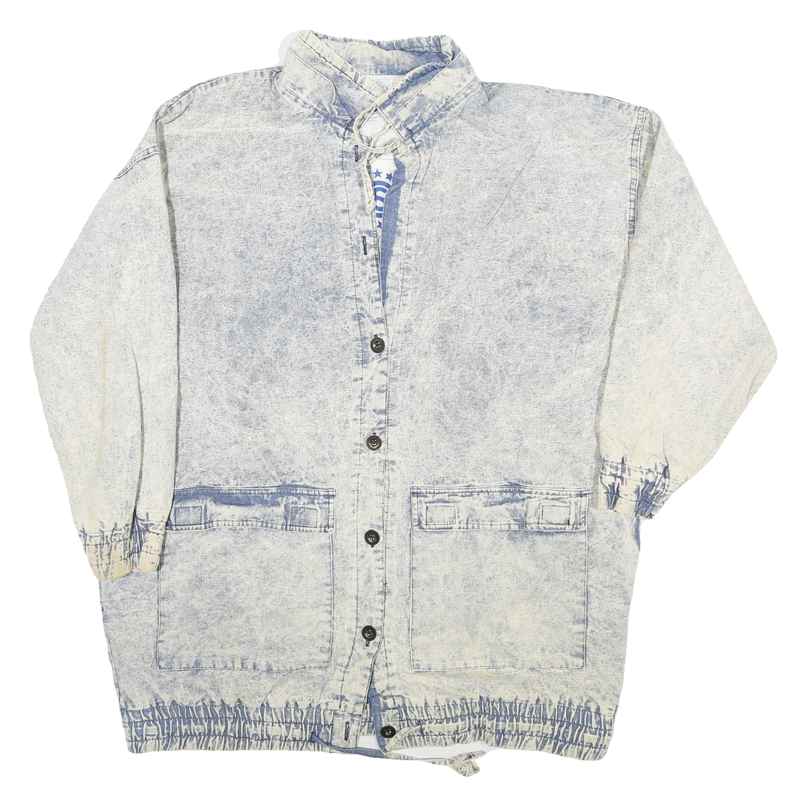 CURRENT SEEN Womens Blue & Cream Button Cotton Jacket XL Woven Stylish Casual Refurbished - N/A refurbished available on Cerqular