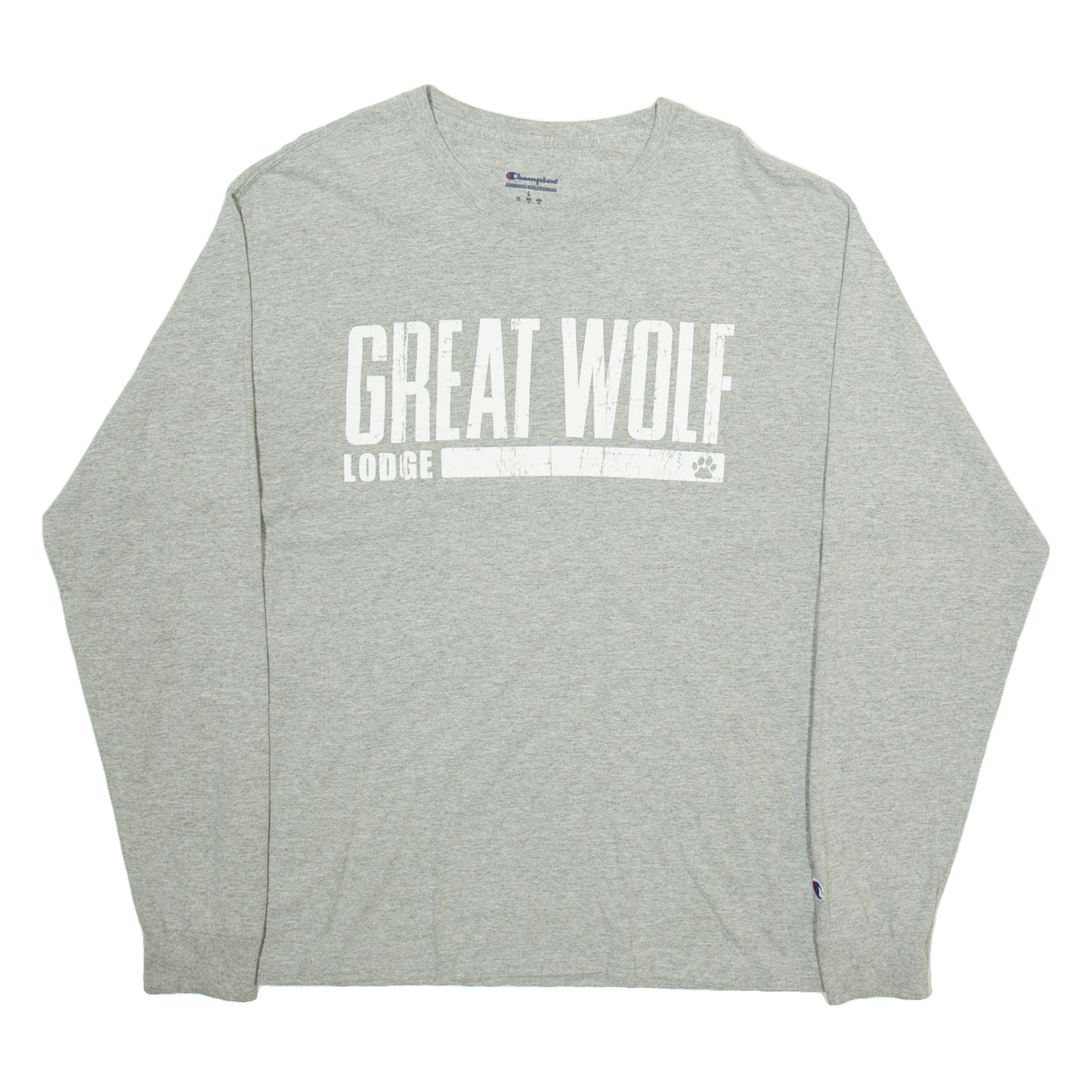 CHAMPION Great Wolf Lodge Mens T-Shirt Grey Long Sleeve L Refurbished - N/A refurbished available on Cerqular