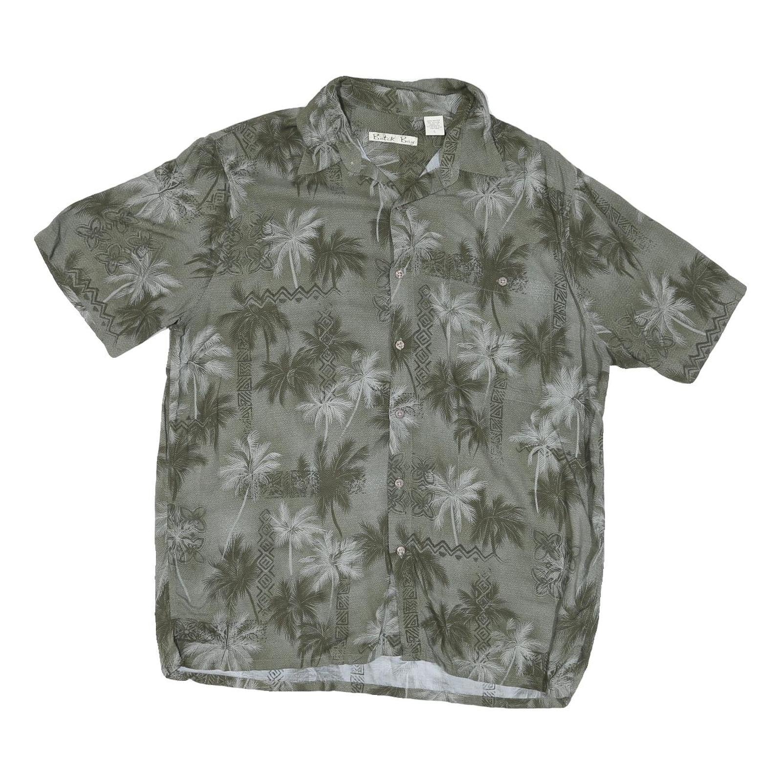 BATIC BAY Mens Green Rayon Hawaiian Shirt L Relaxed Fit Tropical Palm Print Refurbished - N/A refurbished available on Cerqular