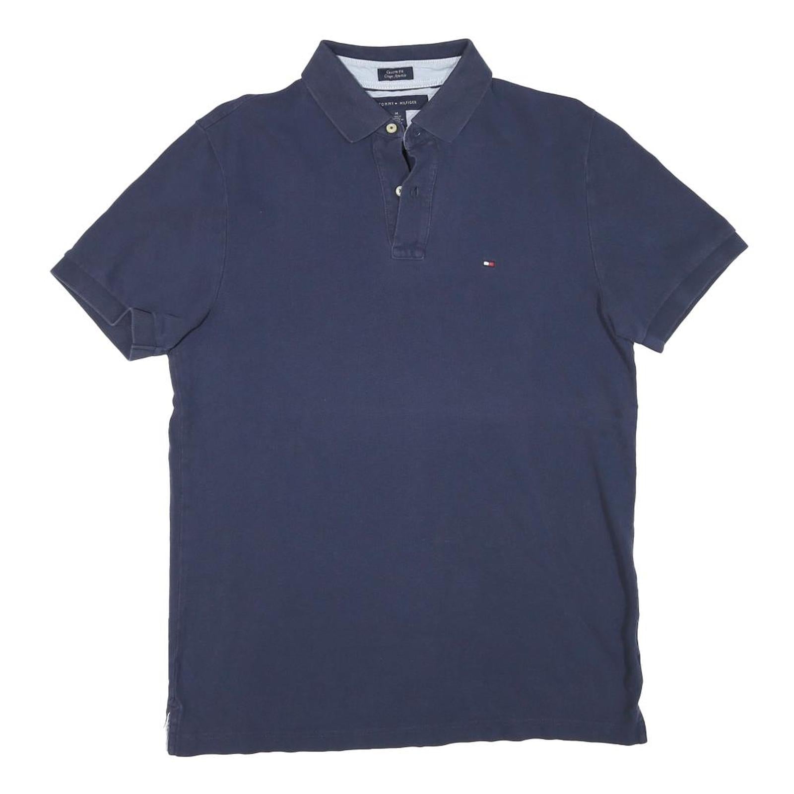 TOMMY HILFIGER Mens Blue Short Sleeve Plain M Cotton Blend Polo Shirt Classic Refurbished - N/A refurbished available on Cerqular