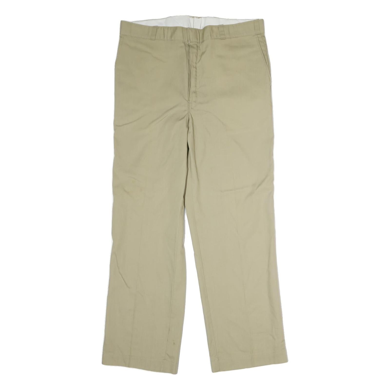 DICKIES Mens Cotton Beige Regular Straight Trousers W34 L29 Zip Closure Classic Refurbished - N/A refurbished available on Cerqular