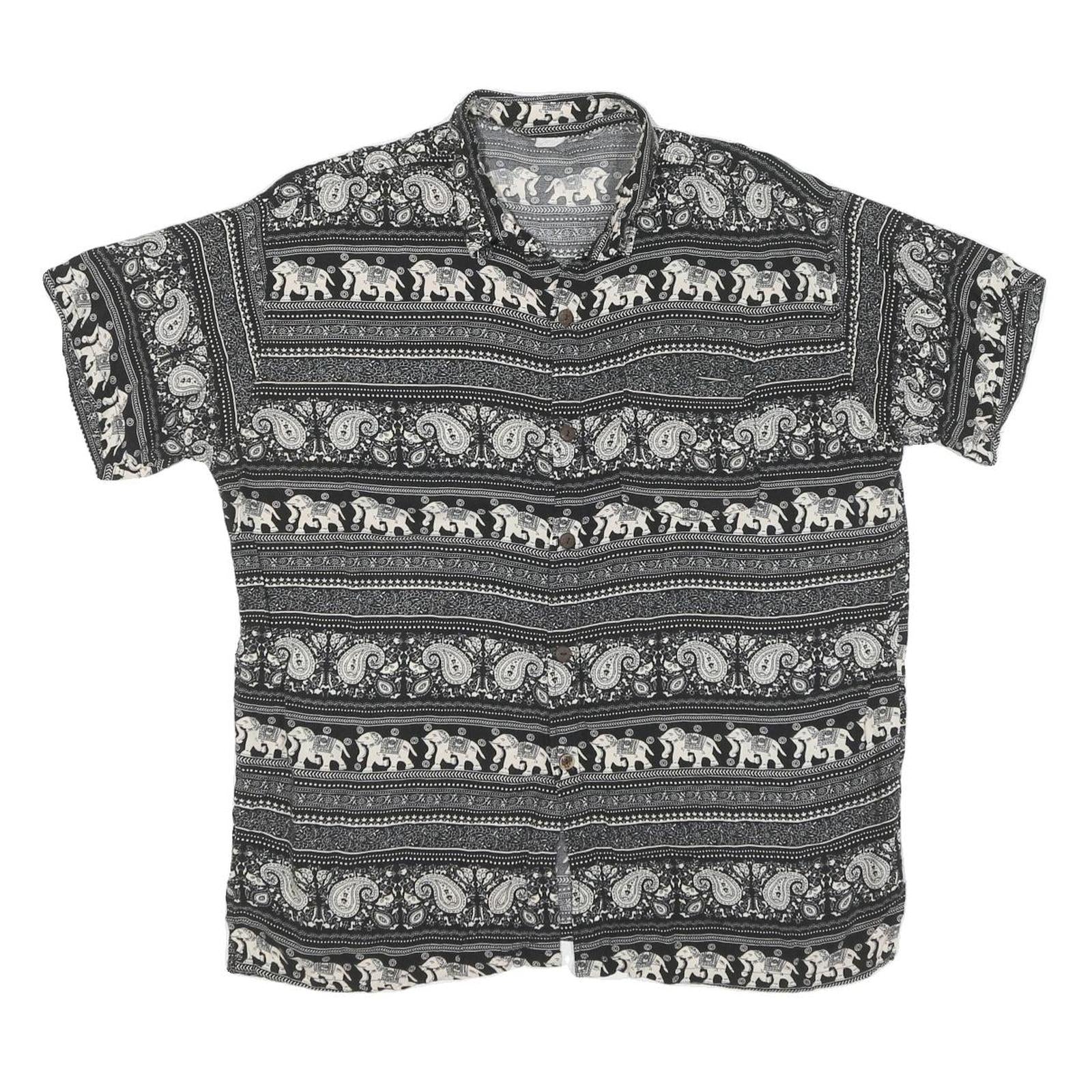 Buy Mens Black & Cream Printed Cotton Blend Shirt M Elephant Pattern Casual Short Refurbished - $19.49 Mens Black & Cream Printed Cotton Blend Shirt M Elephant Pattern Casual Short Refurbished - N/A refurbished available on Cerqular