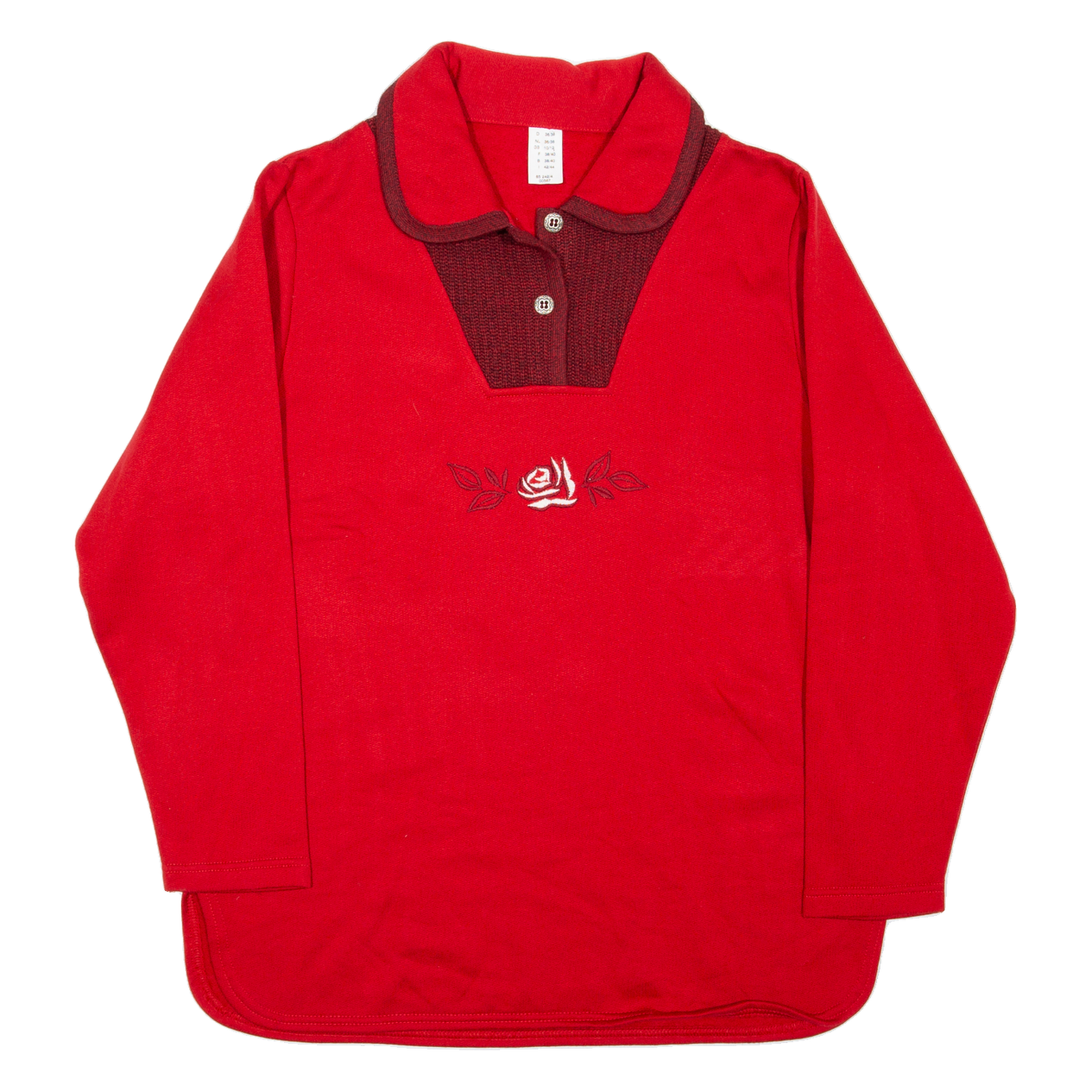 Rose Womens Sweatshirt Red Collared 90s UK 10 Refurbished - N/A refurbished available on Cerqular