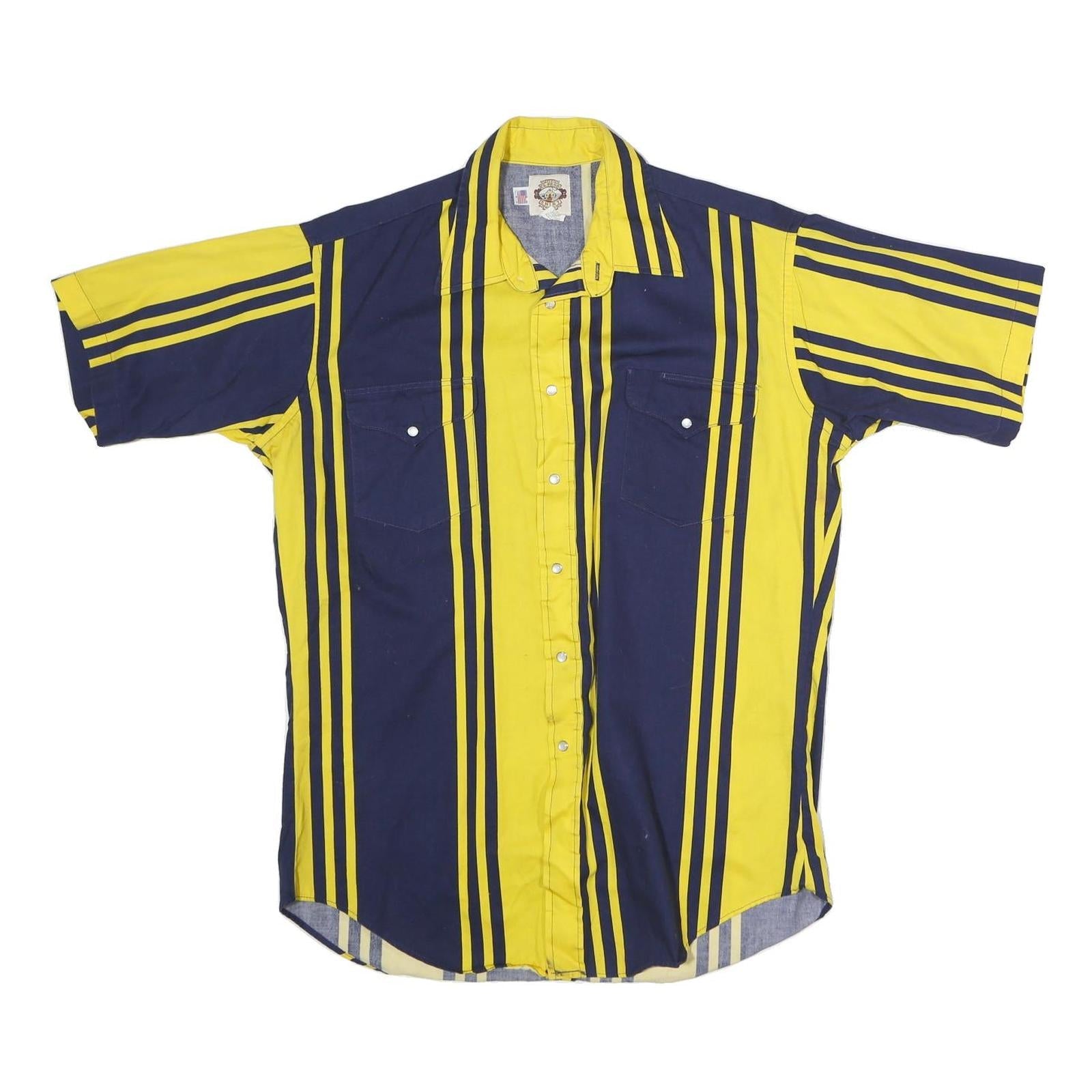 Buy ELPHSO Mens Yellow & Navy Stripe Shirt L Cotton Short Sleeve Button Front Refurbished - $16.89 ELPHSO Mens Yellow & Navy Stripe Shirt L Cotton Short Sleeve Button Front Refurbished - N/A refurbished available on Cerqular
