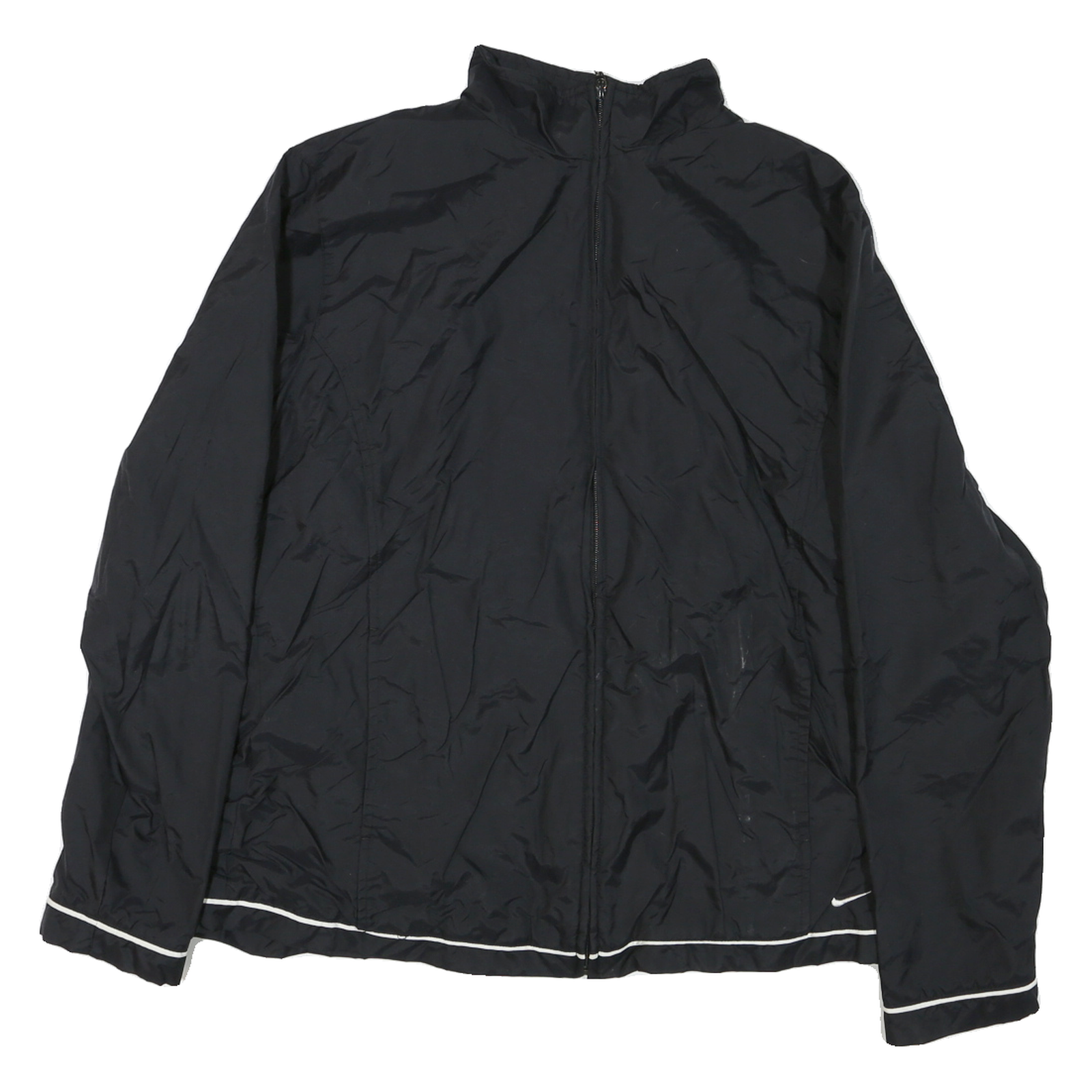 NIKE Womens Black Zip Jacket L Nylon Plain Lightweight Sportswear Refurbished - N/A refurbished available on Cerqular