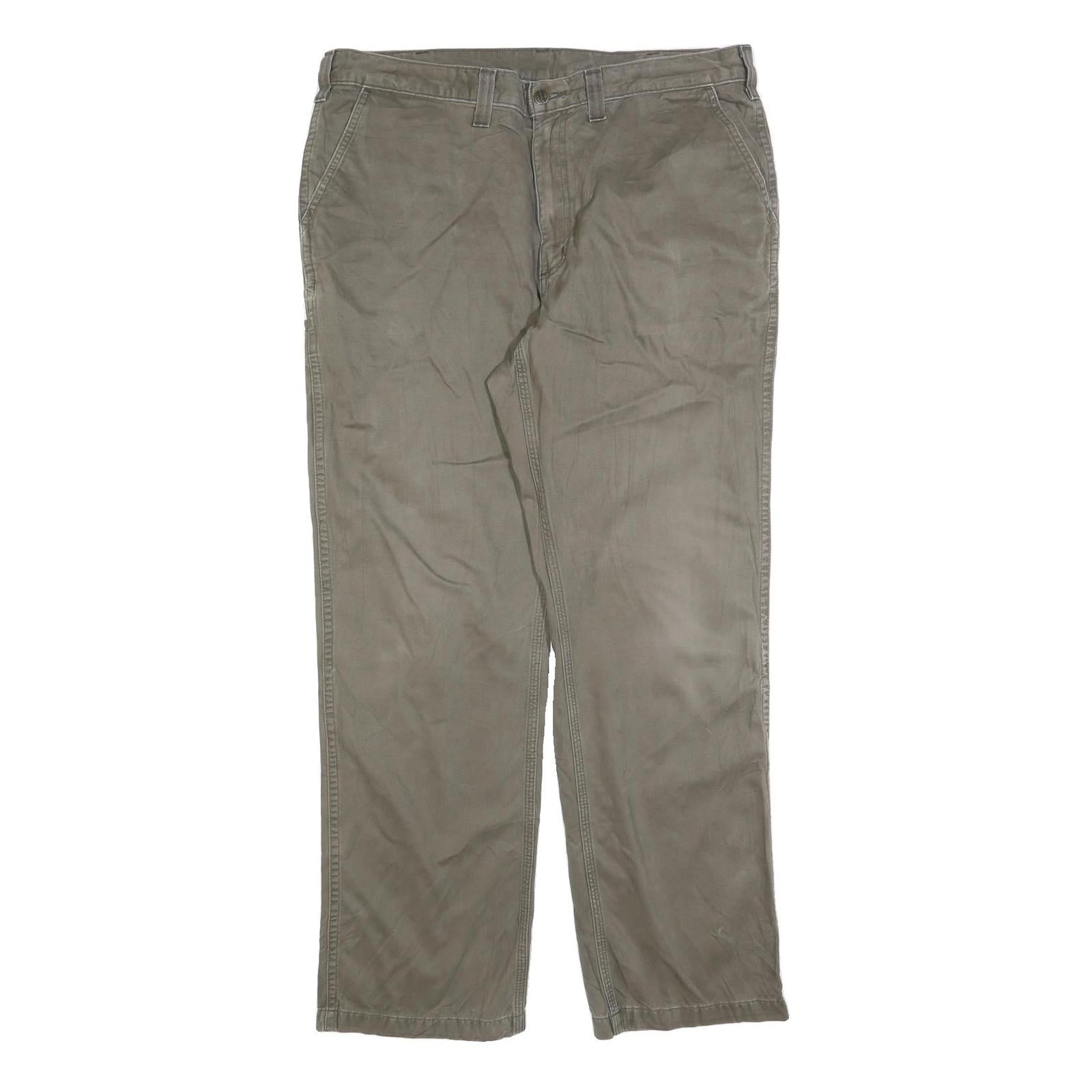 CARHARTT Mens Cotton Blend Beige Regular Straight Trousers W40 L34 Workwear Zip Refurbished - N/A refurbished available on Cerqular