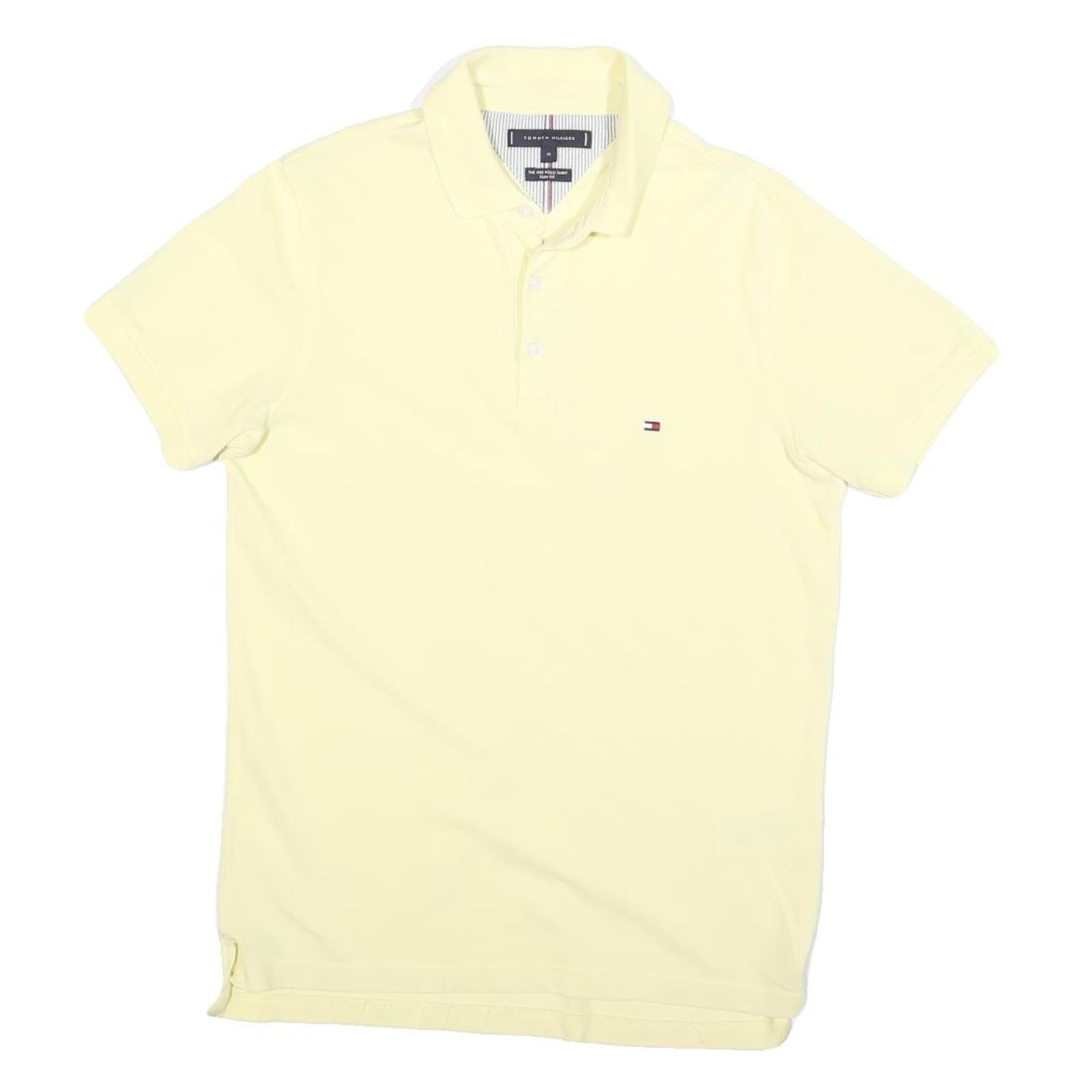 TOMMY HILFIGER Mens Yellow Short Sleeve Plain Polo Shirt M Cotton Blend Casual Refurbished - N/A refurbished available on Cerqular