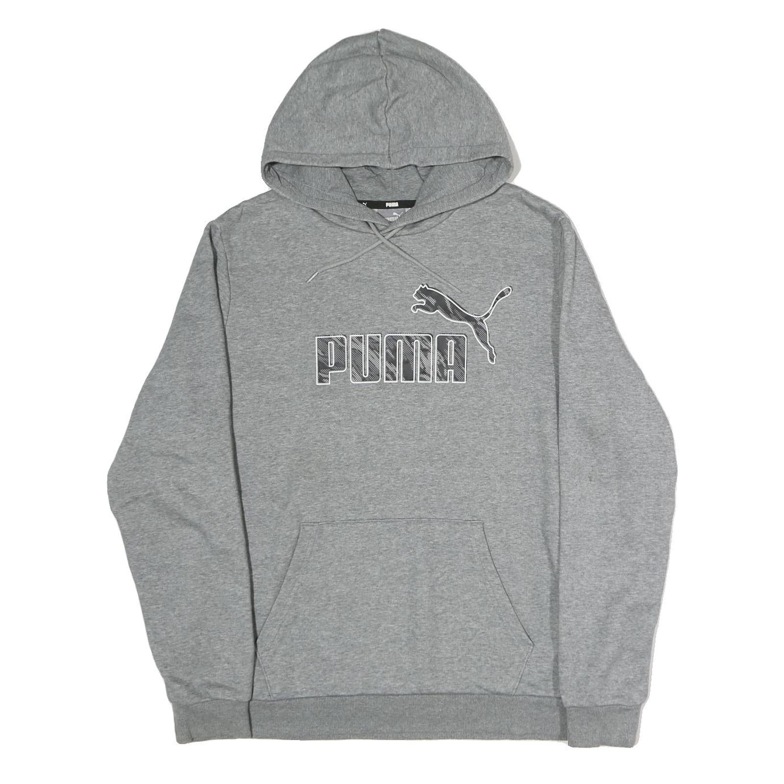 PUMA Mens Grey Hoodie L Cotton Pullover Sweatshirt Logo Front Pocket Refurbished - N/A refurbished available on Cerqular