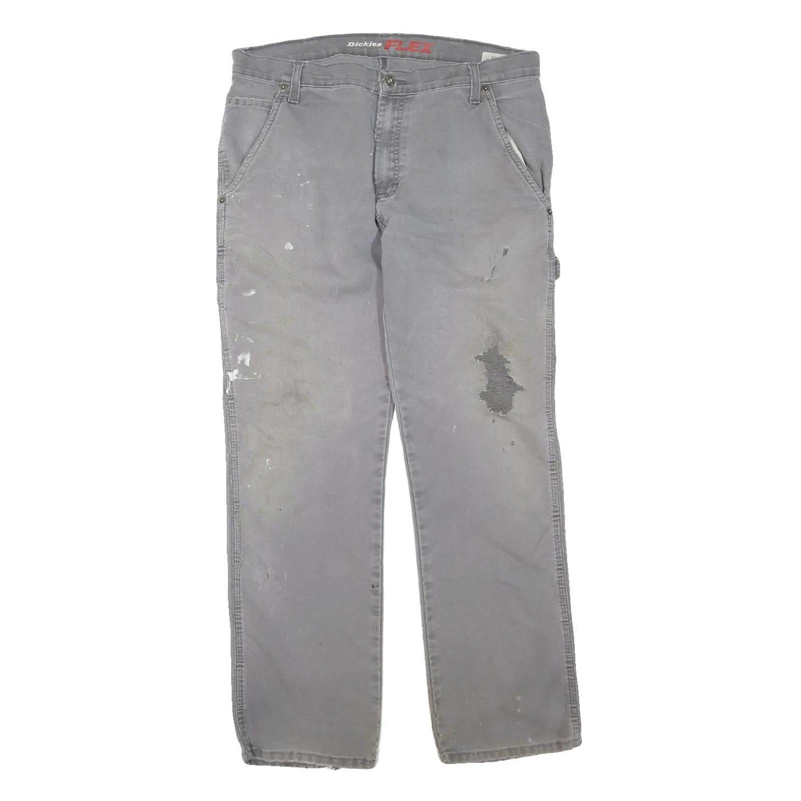 DICKIES Mens Cotton Blend Grey Workwear Trousers Regular W34 L31 Durable Fit Refurbished - N/A refurbished available on Cerqular
