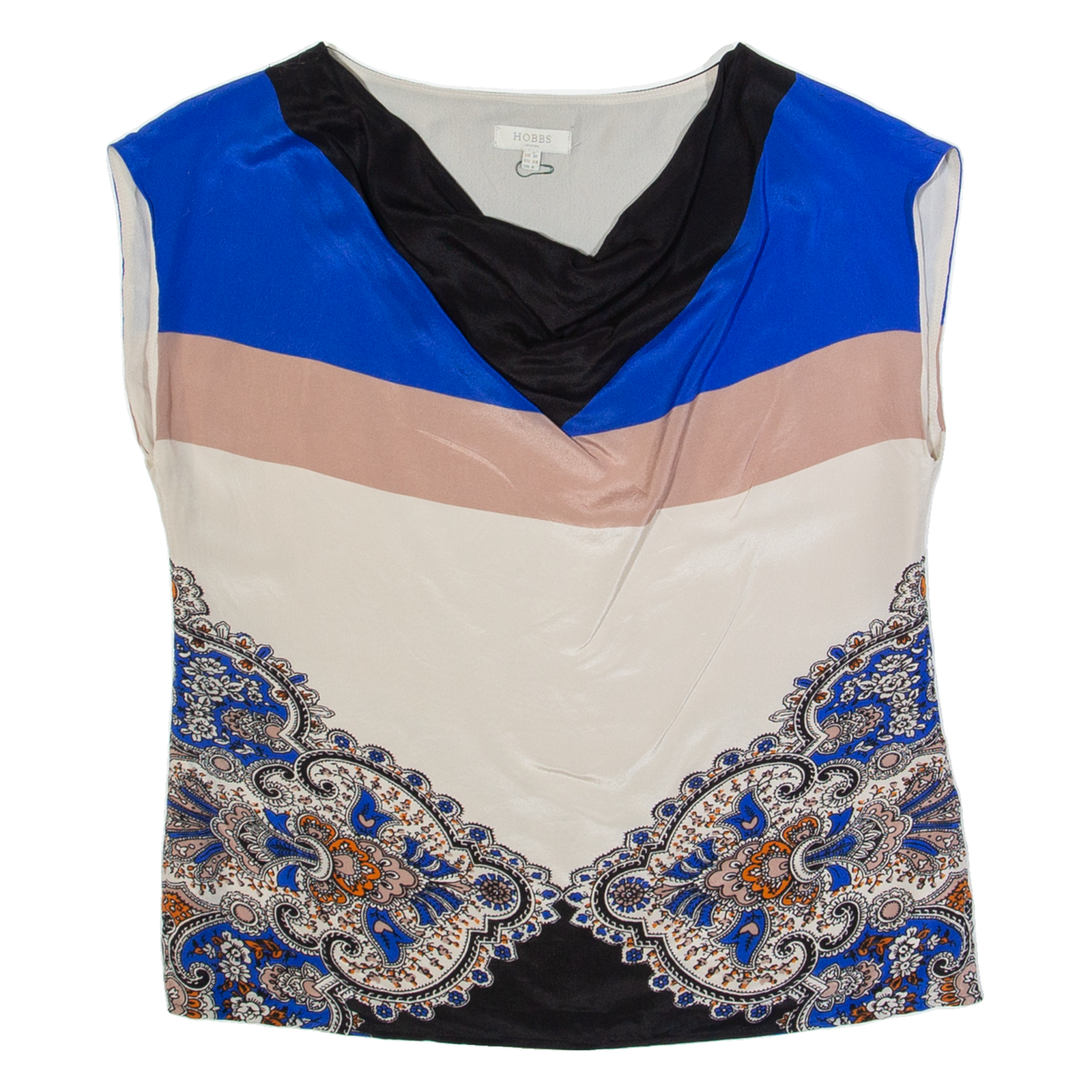 HOBBS LONDON Womens Printed Top Cream Sleeveless Silk Paisley UK 10 Refurbished - N/A refurbished available on Cerqular