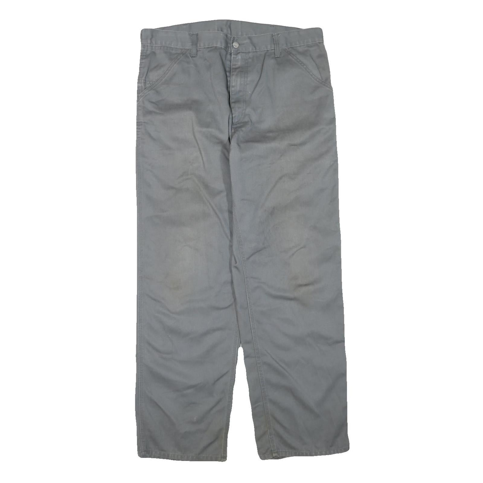 CARHARTT Mens Regular Fit Cotton Blend Grey Trousers W38 L32 Workwear Zip Refurbished - N/A refurbished available on Cerqular