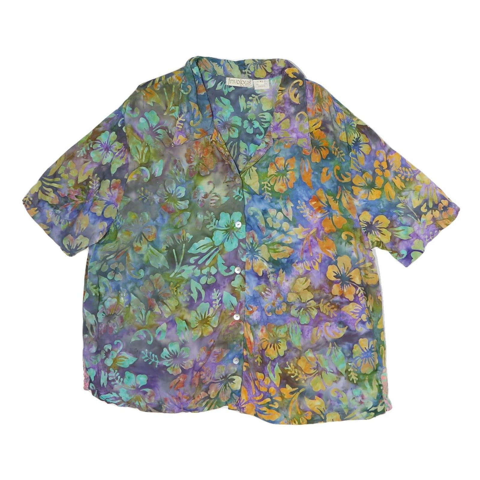 FRIVOLOUS Mens Blue & Green Floral Cotton Shirt XL Lightweight Summer Refurbished - N/A refurbished available on Cerqular