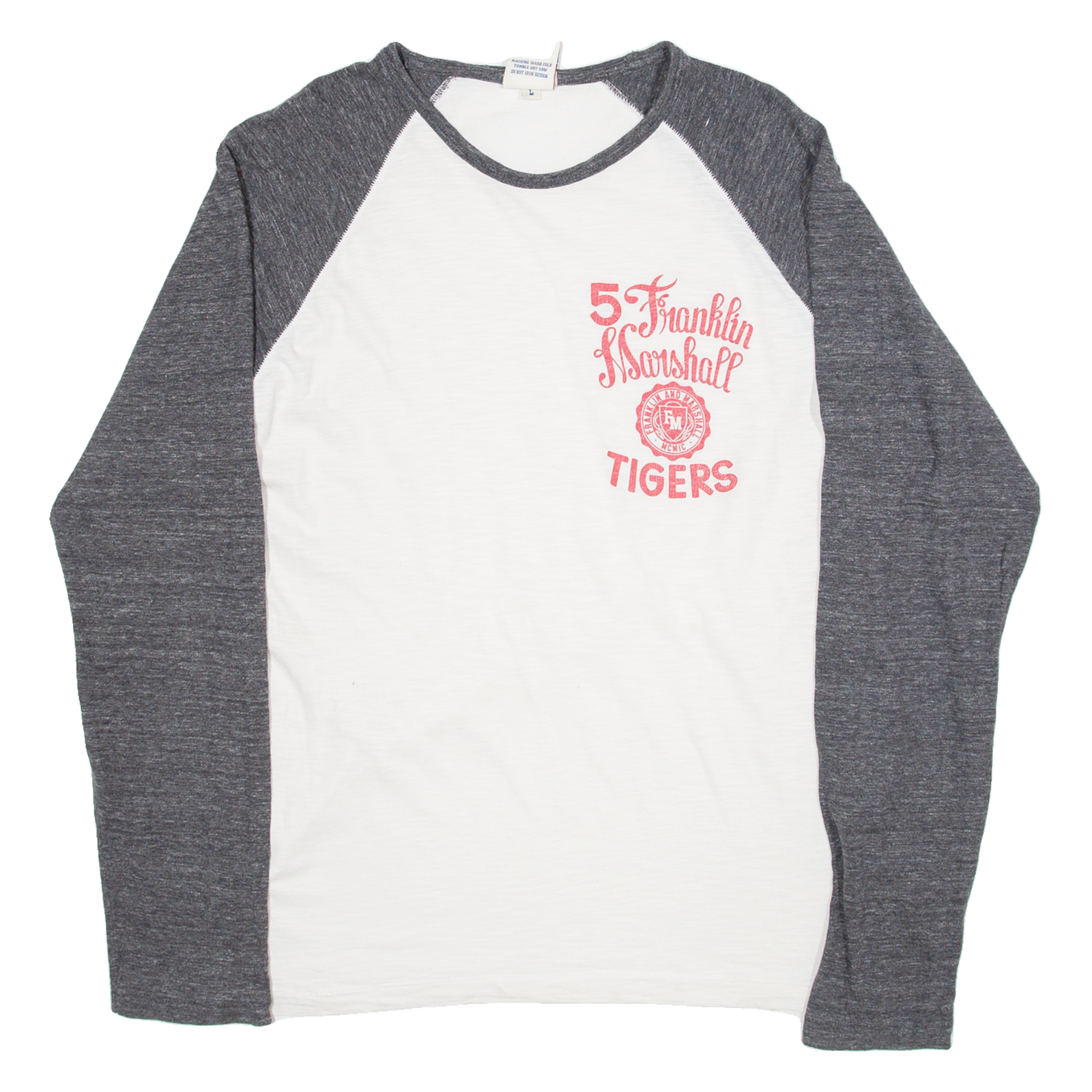 Franklin Marshall Varsity Womens T-Shirt Grey Long Sleeve USA L Refurbished - N/A refurbished available on Cerqular