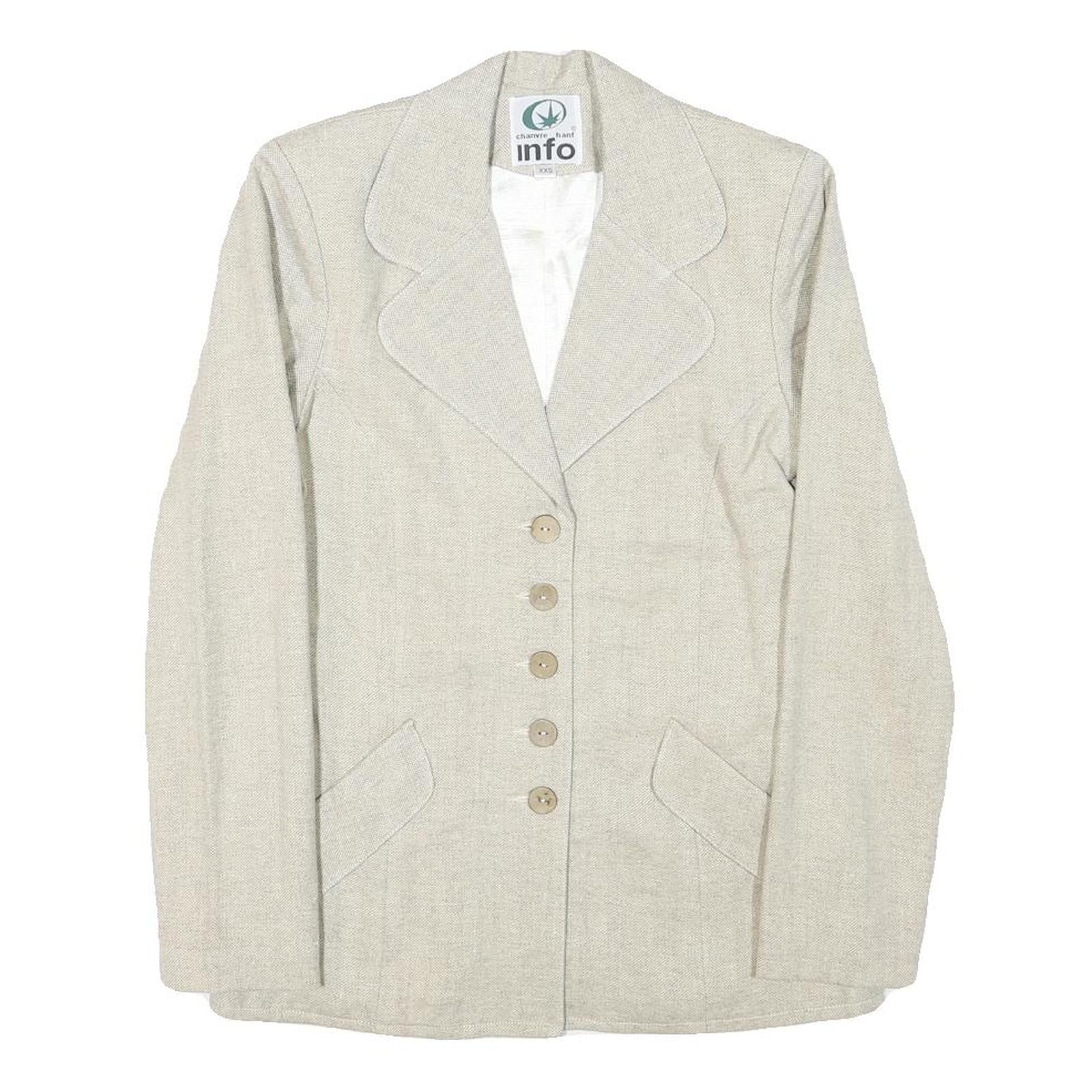 INFO Womens Beige Wool Blend Button Jacket XXS Woven Classic Tailored Refurbished - N/A refurbished available on Cerqular