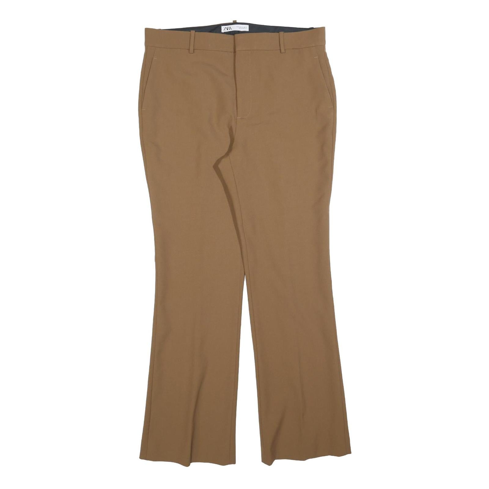 ZARA Womens Cotton Blend Regular Beige Bootcut Trousers W34 L32 Stylish Casual Refurbished - N/A refurbished available on Cerqular