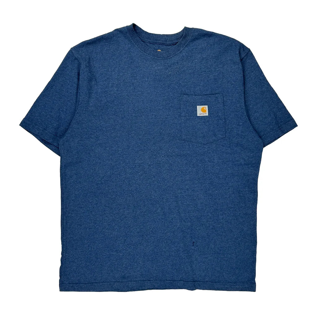 Carhartt T-Shirt - Large Blue Cotton Refurbished - Thrifted (note: this is a term often used to describe second- refurbished available on Cerqular
